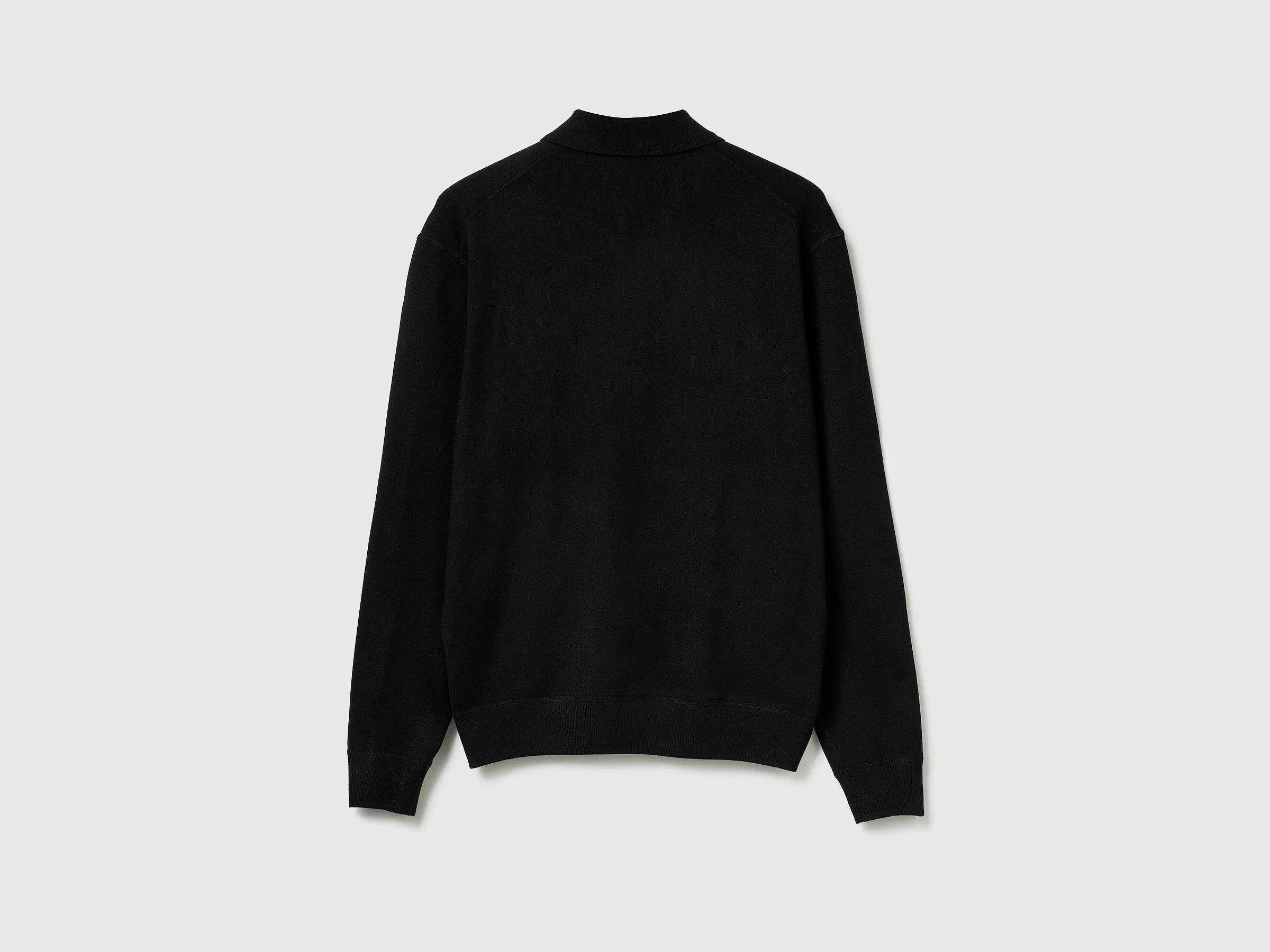 Benetton_Black_Knit Polo in Viscose Blend_110XU301L_100_02