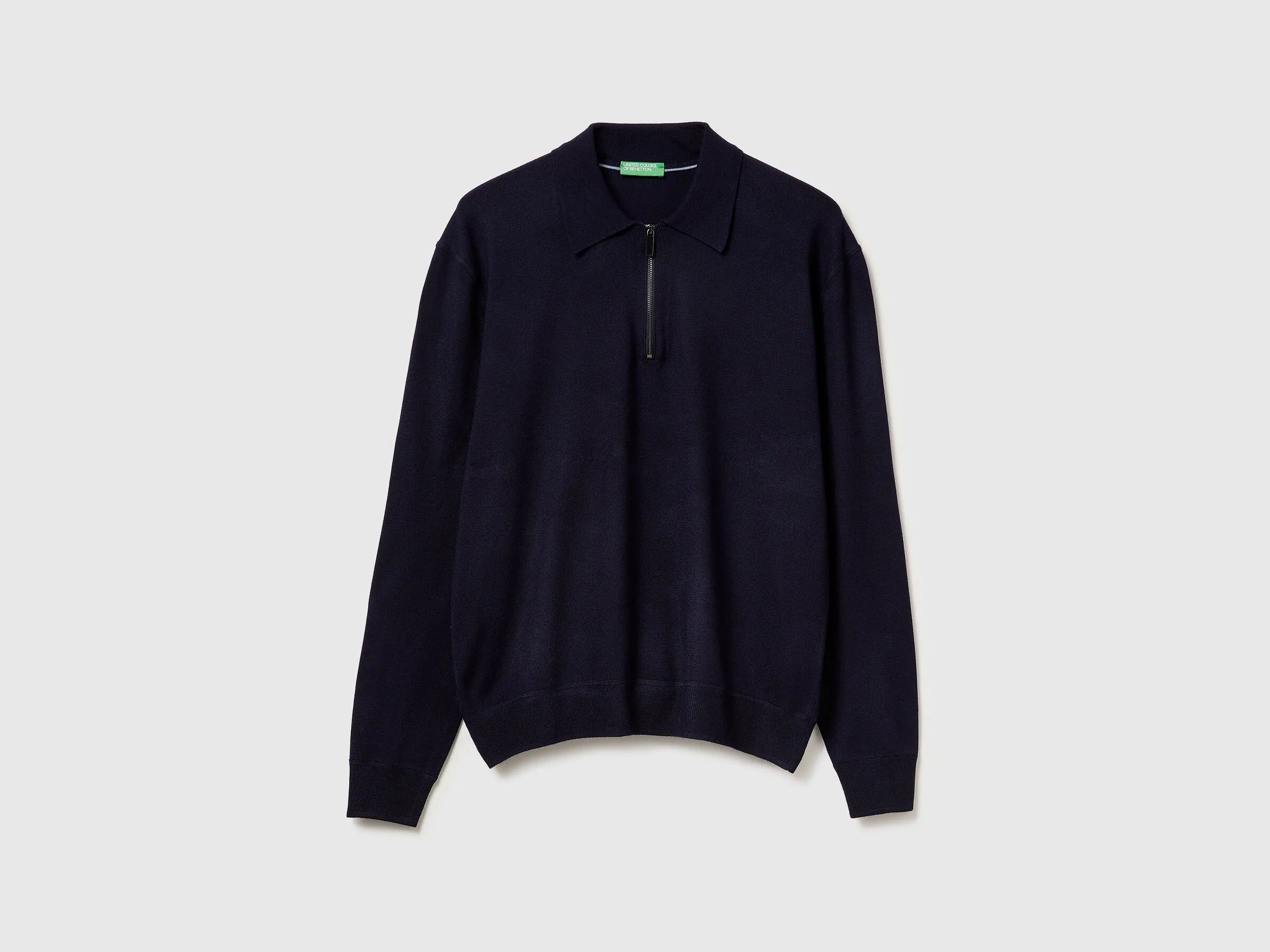 Benetton_Dark Blue_Knit Polo in Viscose Blend_110XU301L_3C1_05