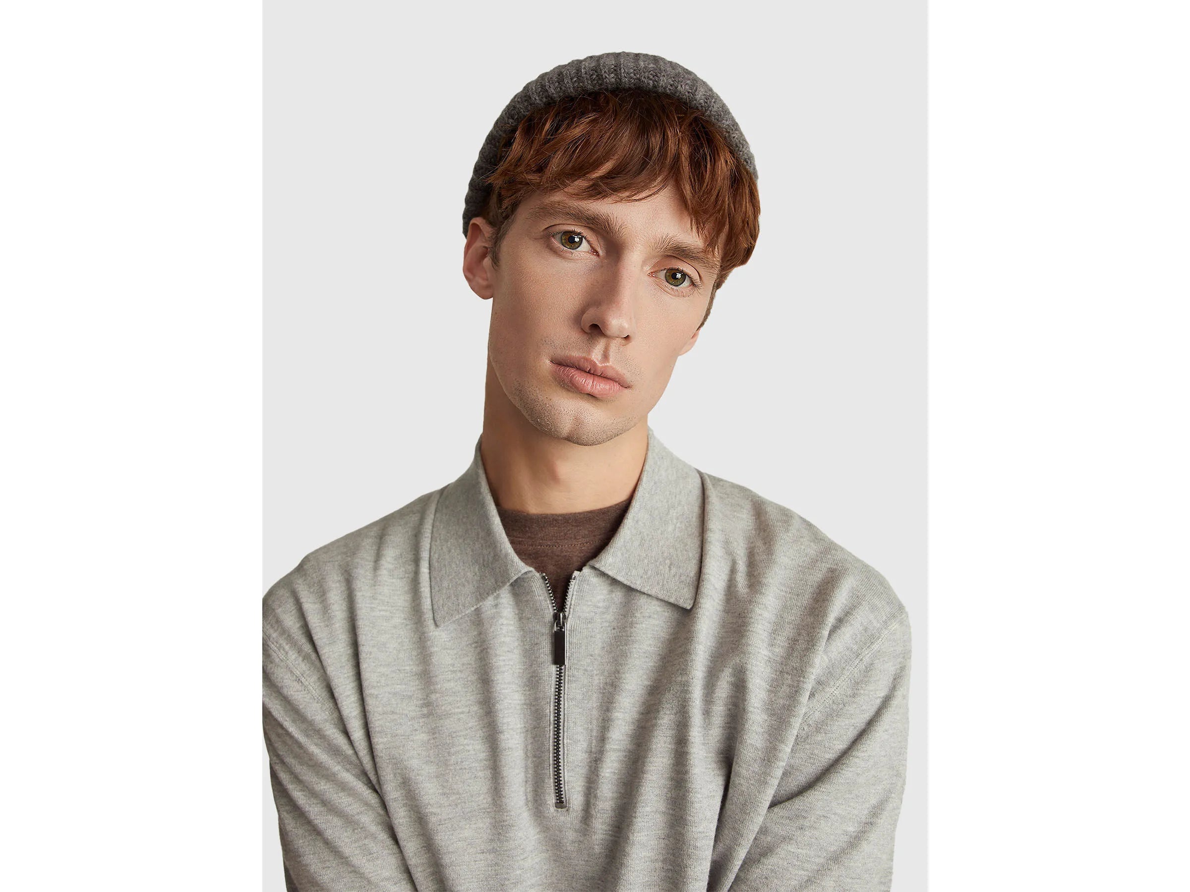 Benetton_Light Gray_Knit Polo in Viscose Blend_110XU301L_501_04