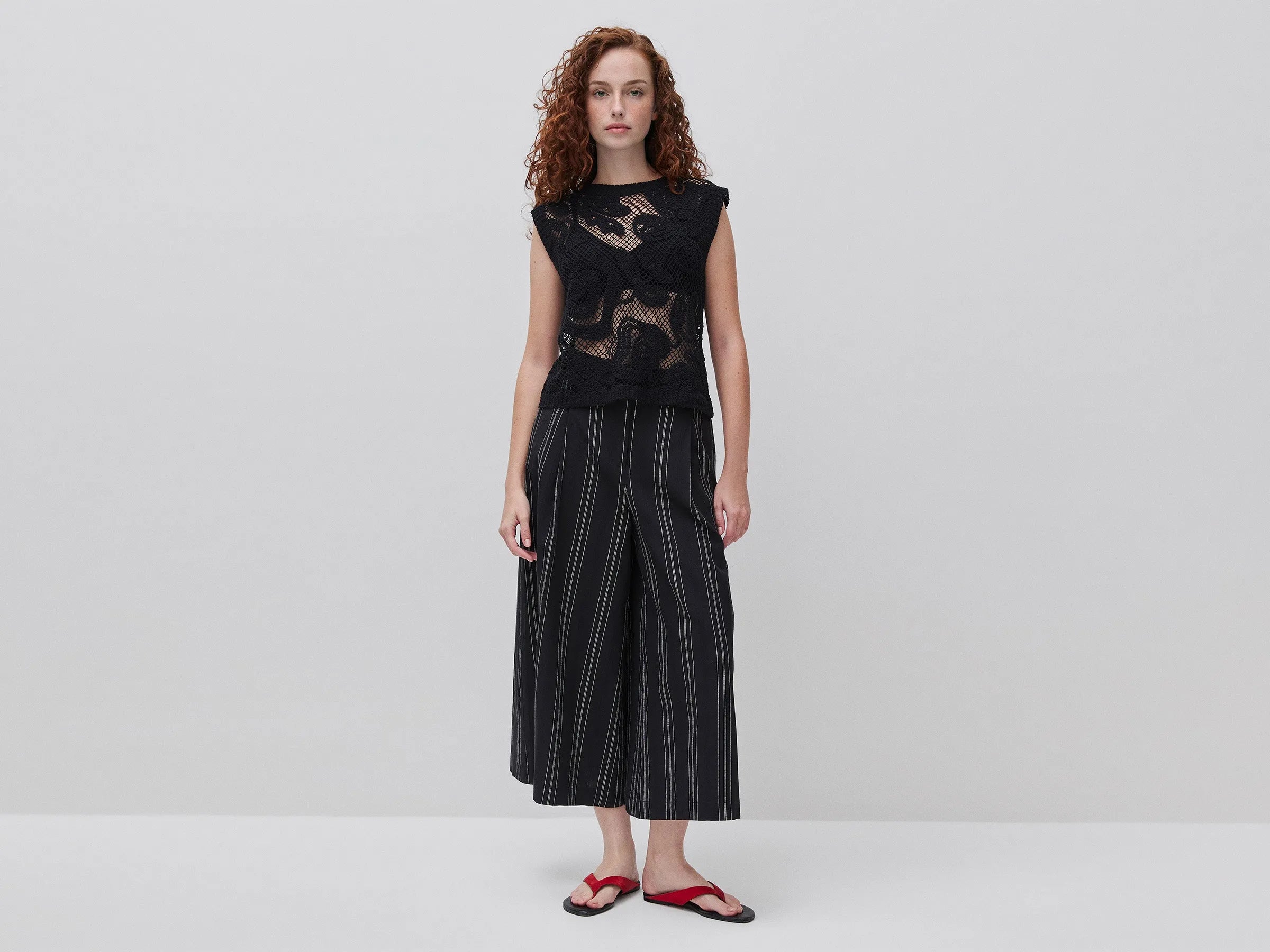 Benetton Black Women Embroidered Top SKU: 1H6GD10H3_100 Image 02
