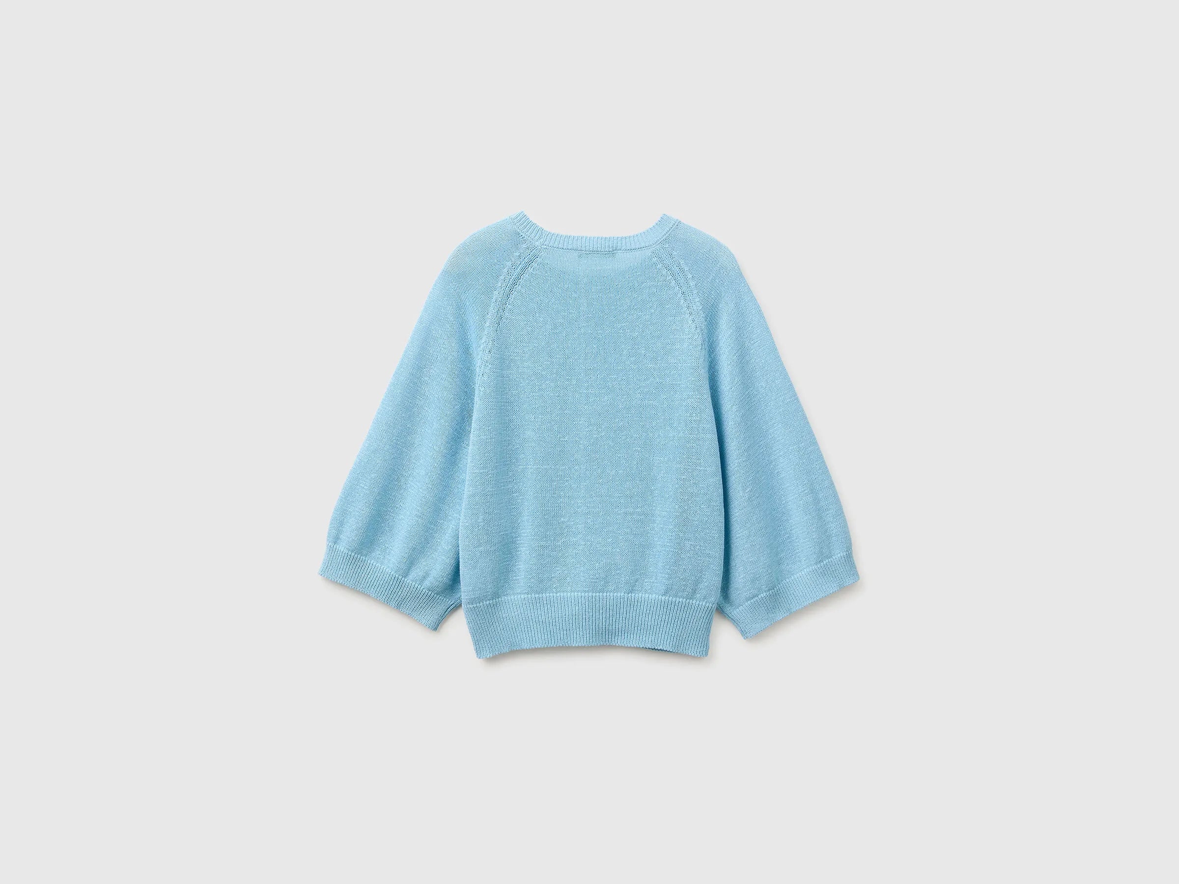 Benetton Light Blue Women Oversized Sweater in Linen Blend SKU: 1MMXD10H6_216 Image 02