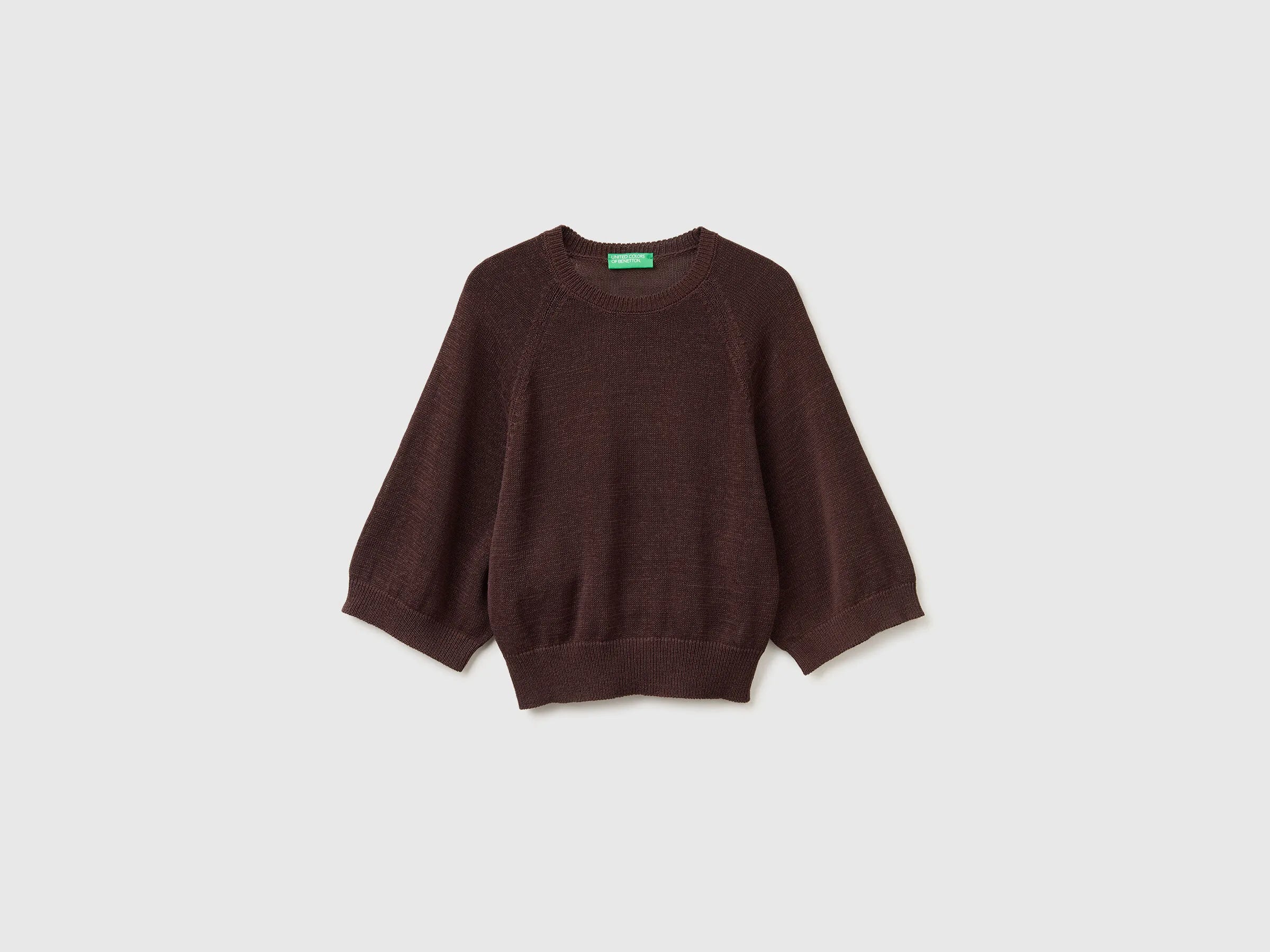 Benetton Brown Women Oversized Sweater in Linen Blend SKU: 1MMXD10H6_33T Image 01