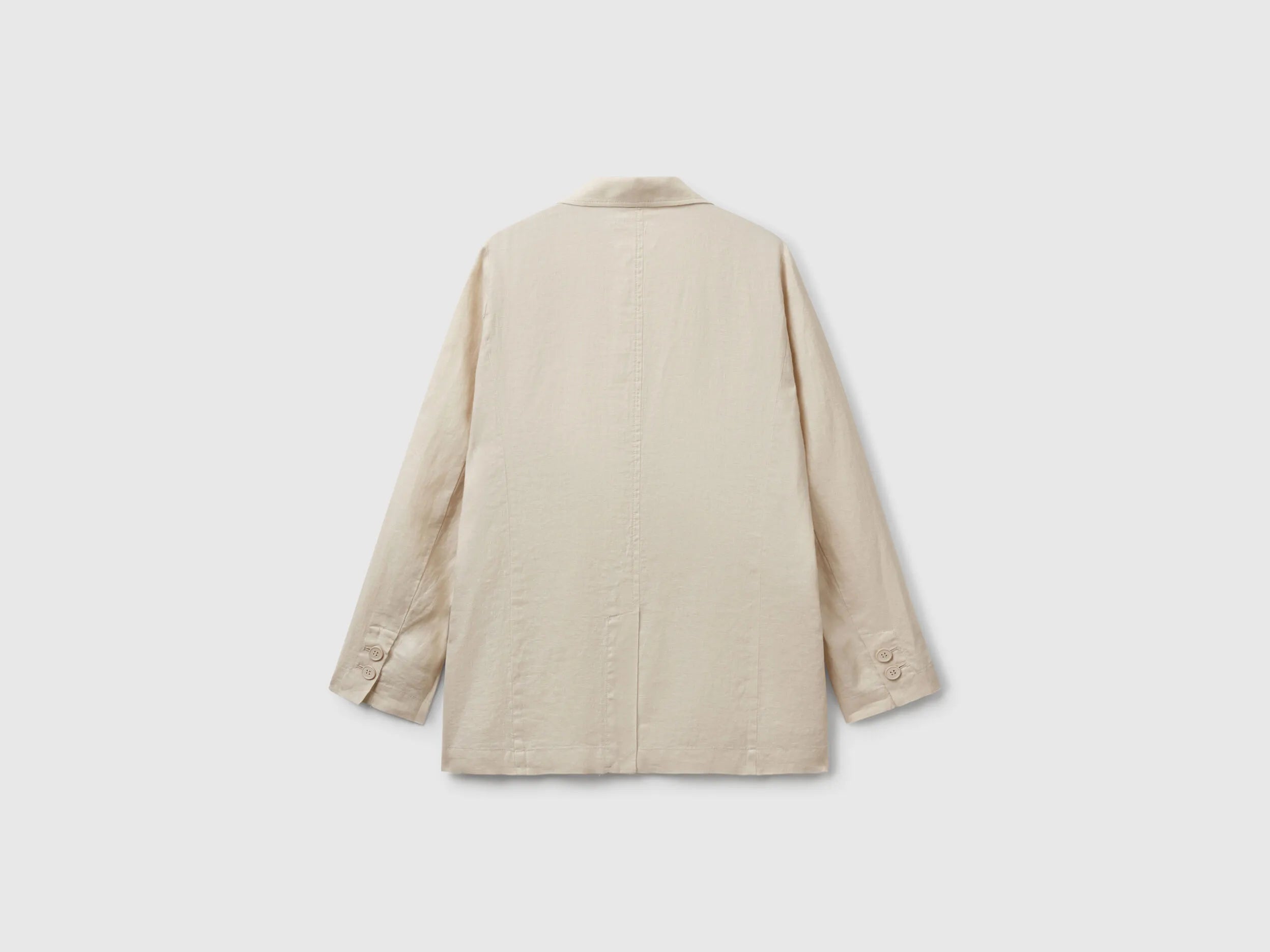 Benetton Beige Women Blazer in Pure Linen SKU: 2AGHDW00R_152 Image 06
