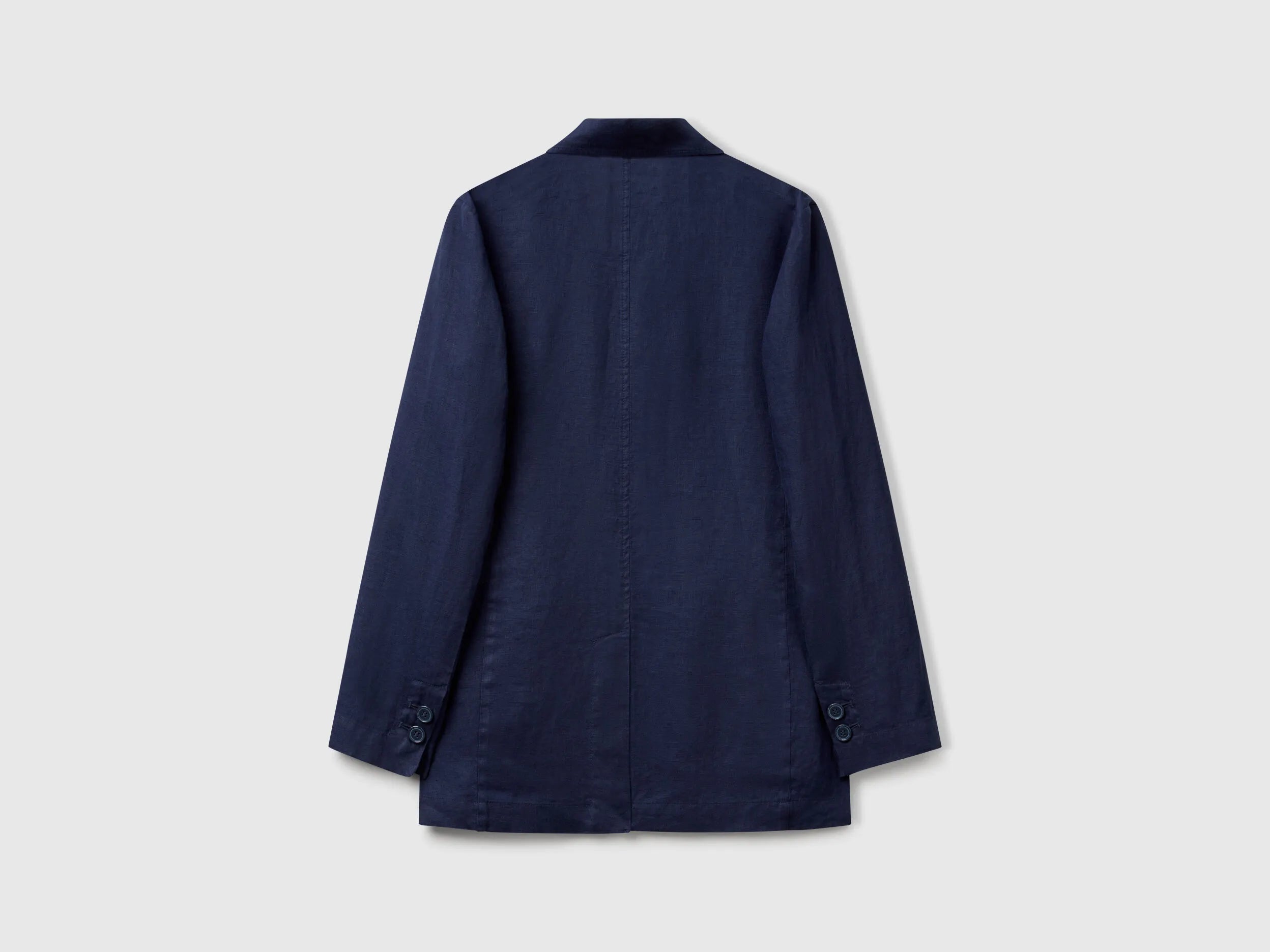 Benetton Dark Blue Women Blazer in Pure Linen SKU: 2AGHDW00R_252 Image 02