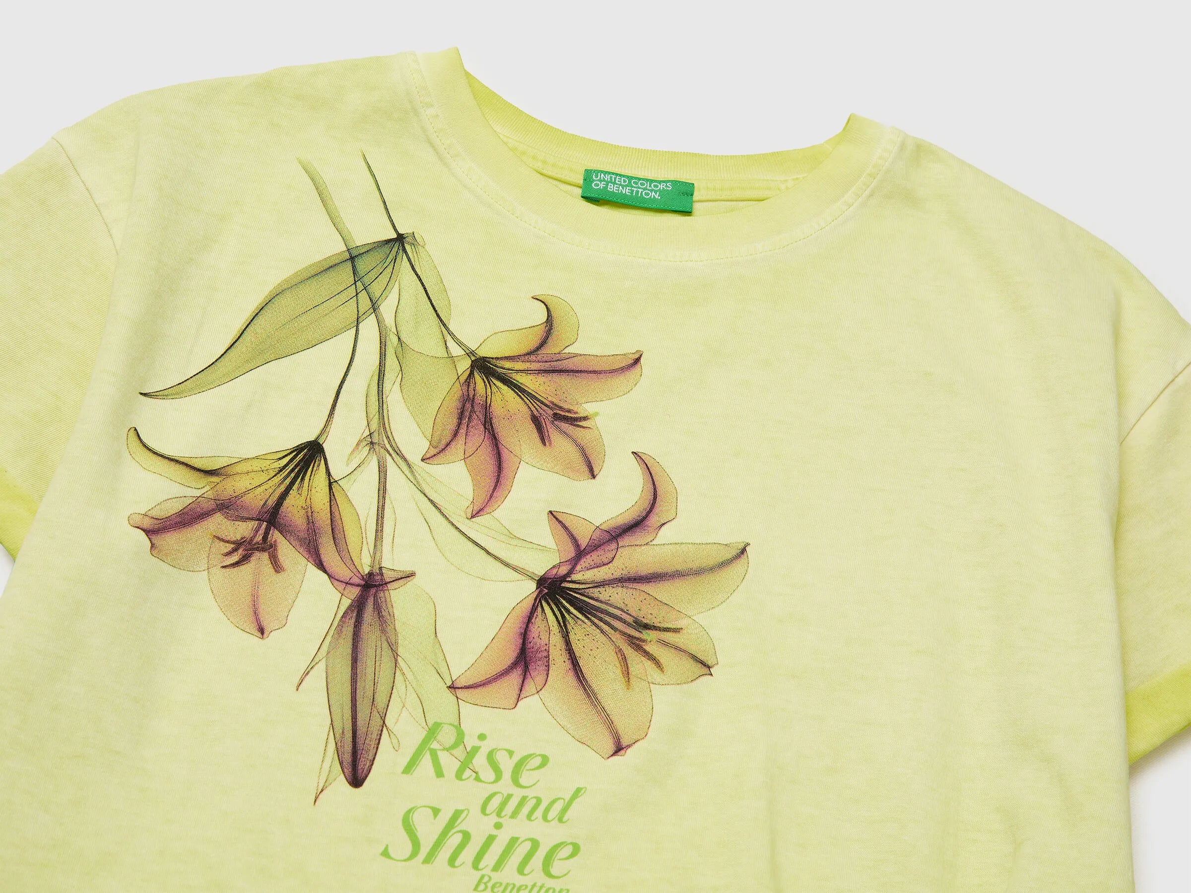 Benetton Yellow Girls T-Shirt with Print and Knot SKU: 3085C10T3_6M4 Image 03