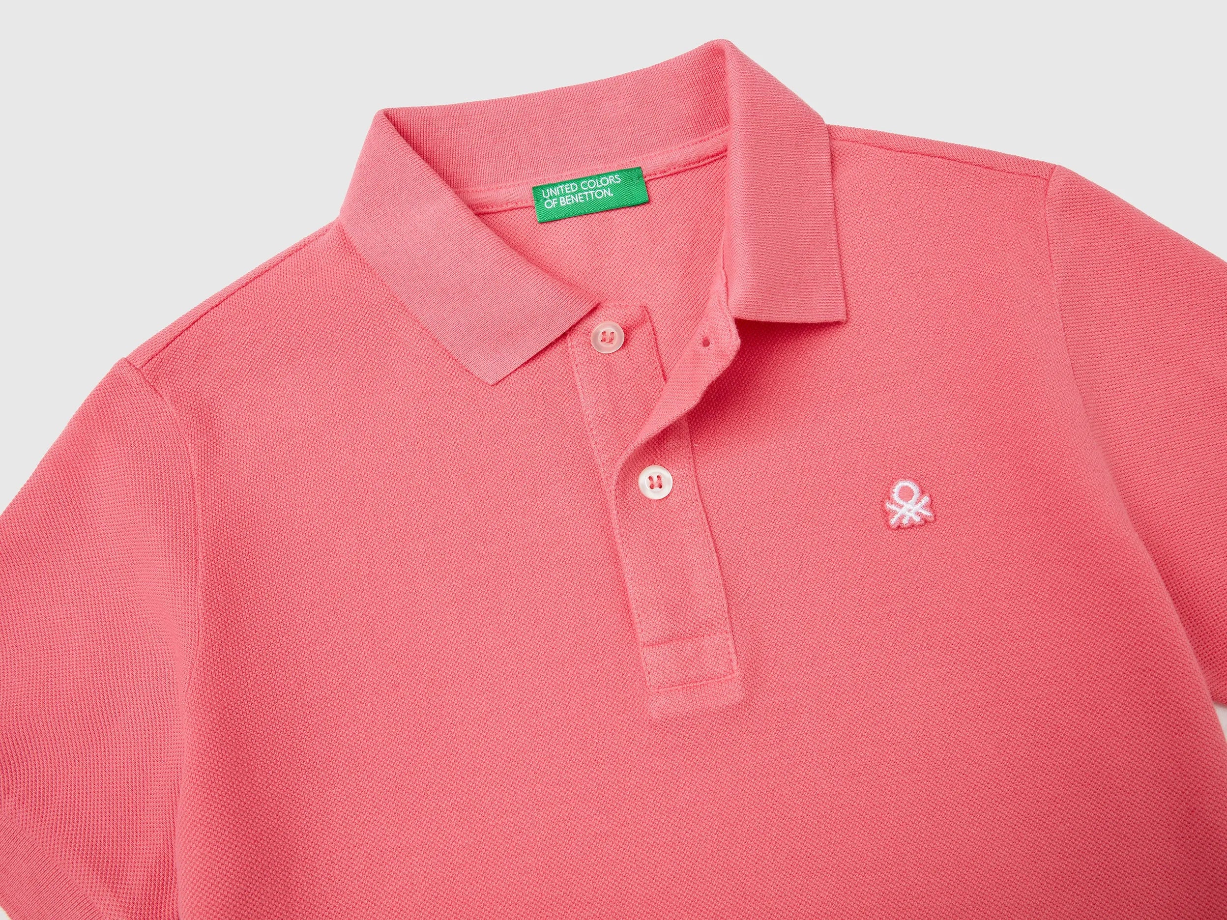 Benetton Salmon Boys Slim Fit Polo in Pure Cotton SKU: 3089C300Q_11F Image 03