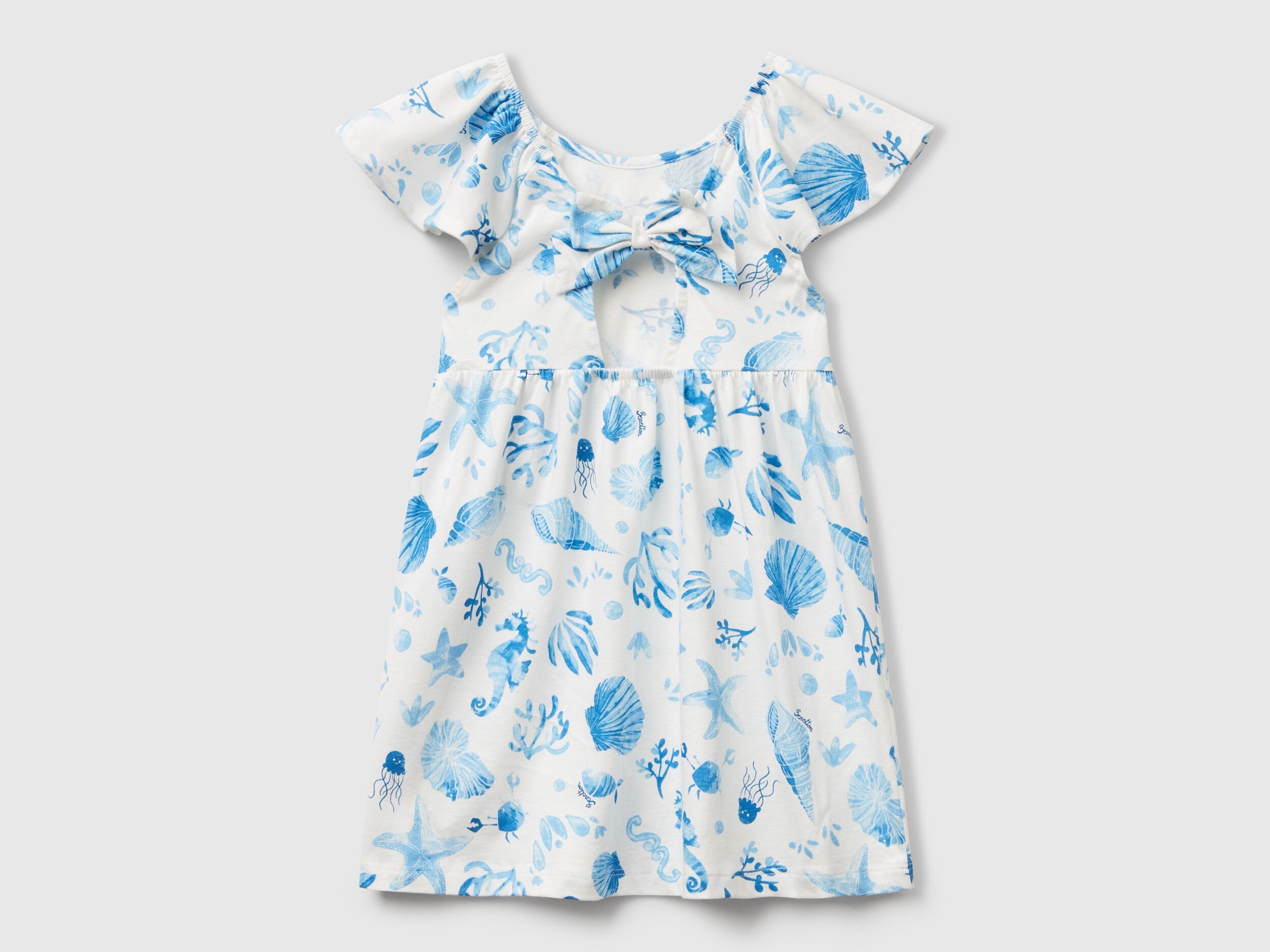 Benetton_White Dress with Blue Shells_34VAGV010_73H_02
