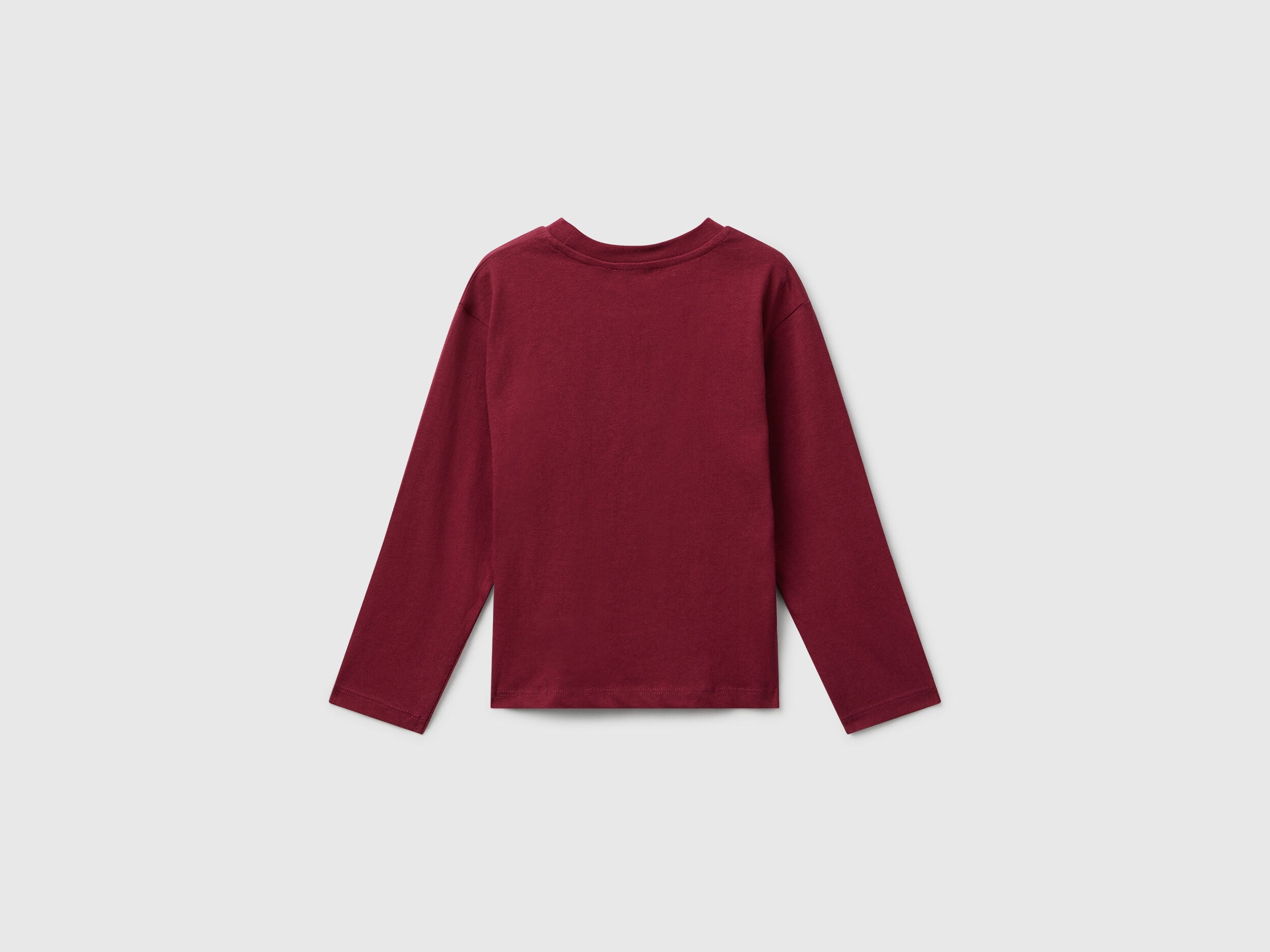 Benetton_Burgundy_Cotton T-Shirt with Glittery Print_35RYG10K7_236_02