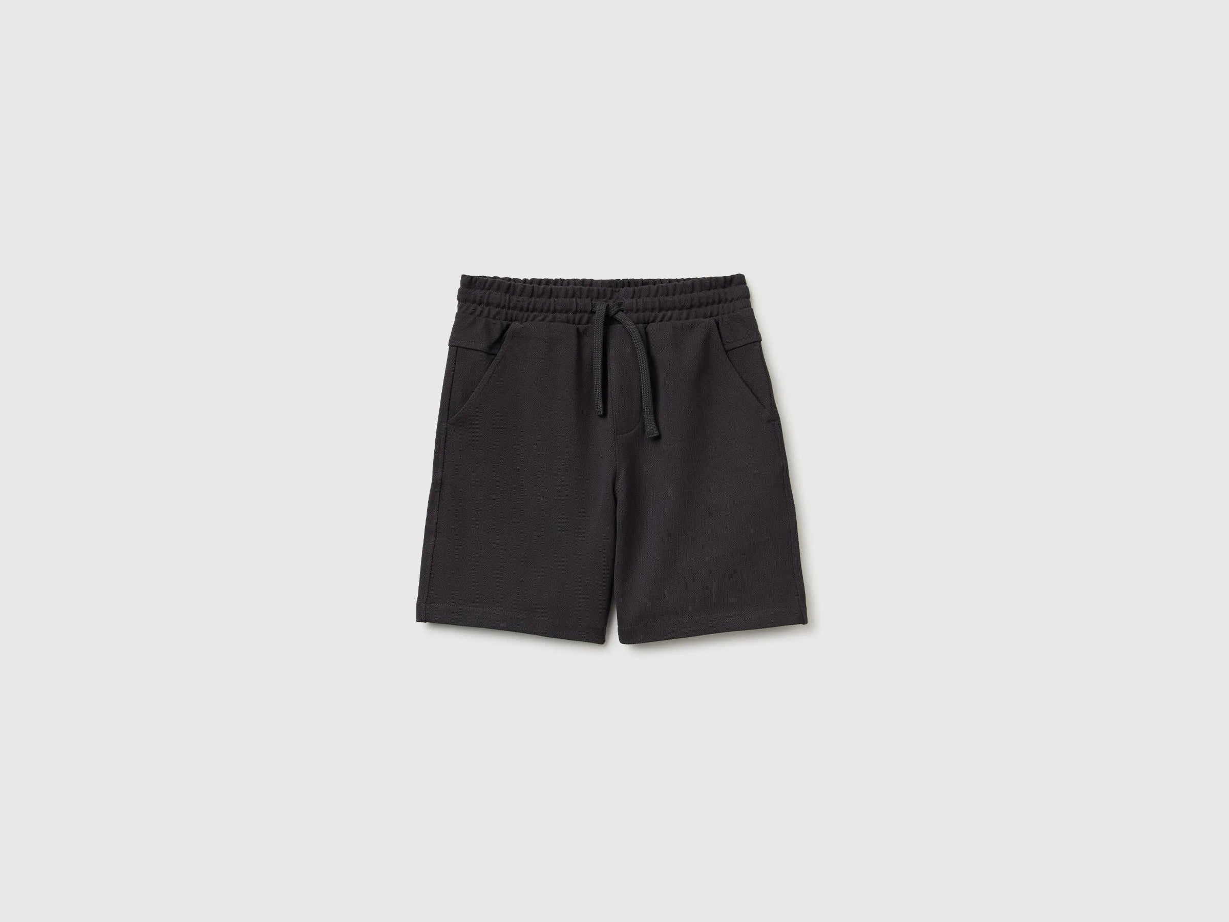 Benetton Black Boys Soft Bermuda Shorts SKU: 35ZNC903U_19E Image 01