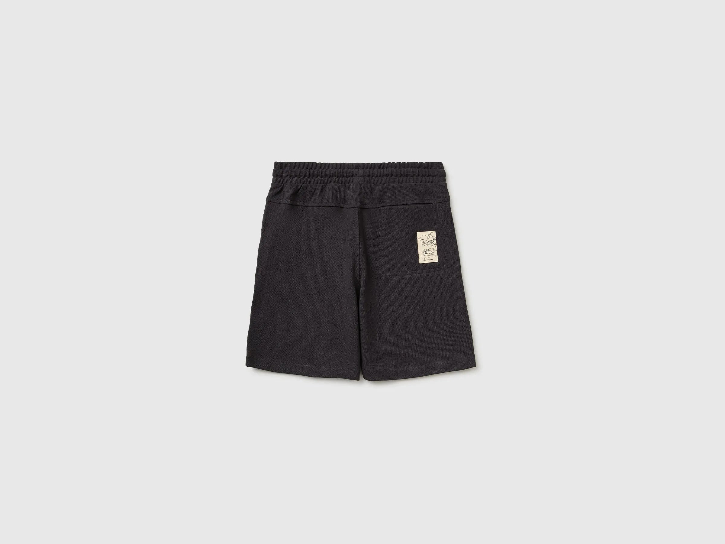 Benetton Black Boys Soft Bermuda Shorts SKU: 35ZNC903U_19E Image 02