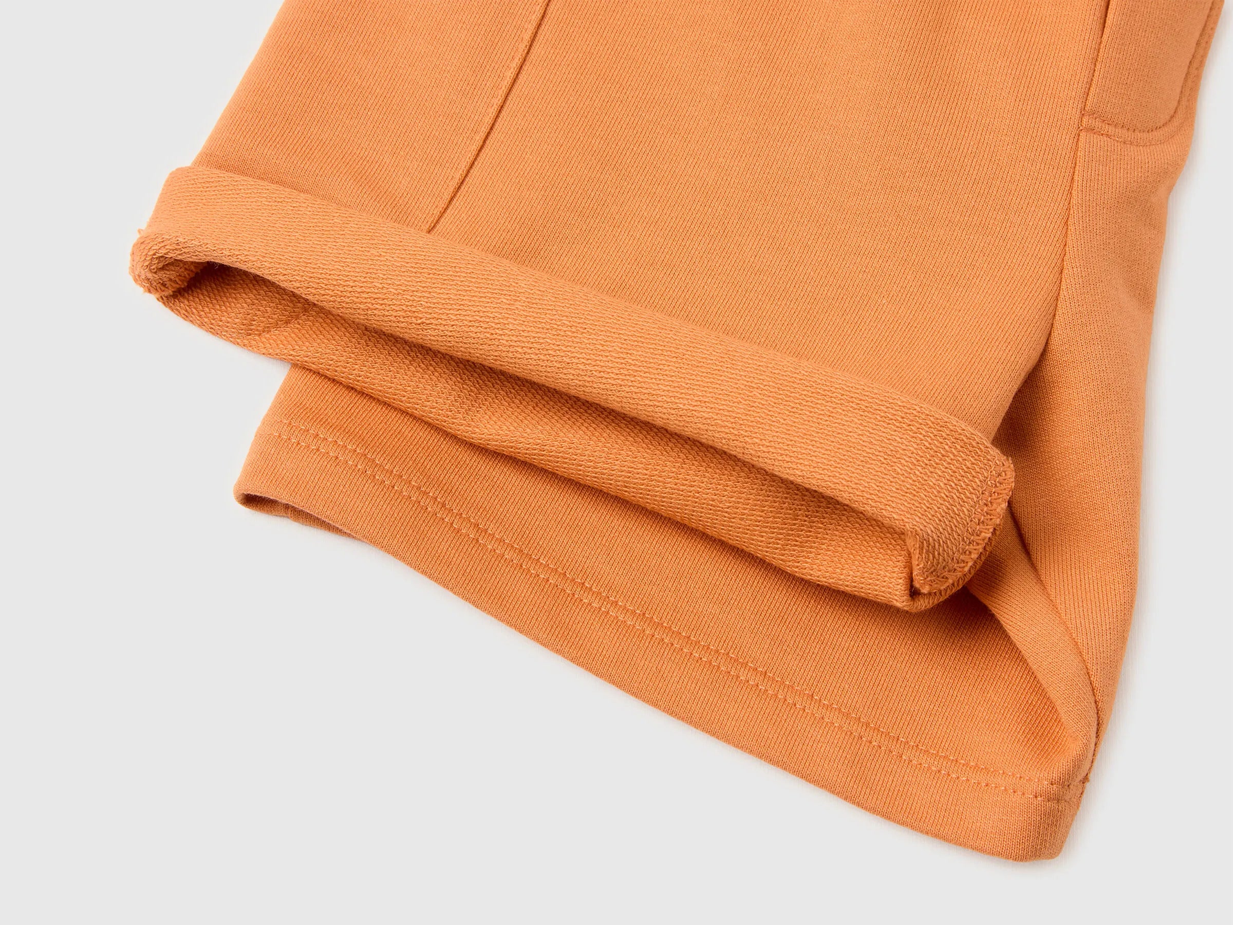 Benetton Orange Boys Cargo Bermuda Shorts with Drawstring SKU: 39DJG901C_0D1 Image 03