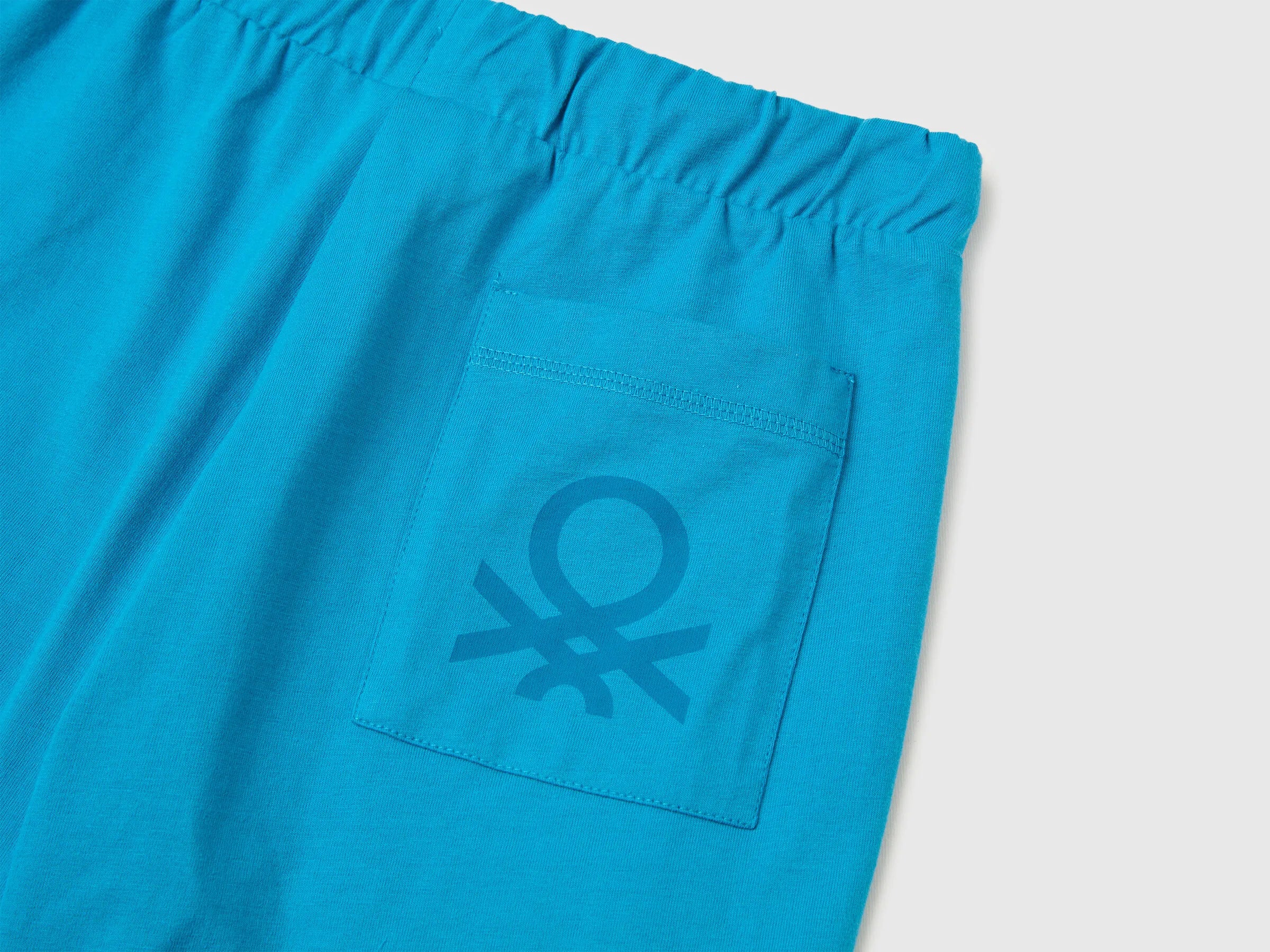 Benetton Light Blue Boys 100% Cotton Bermuda Shorts SKU: 3BL0C903L_051 Image 03
