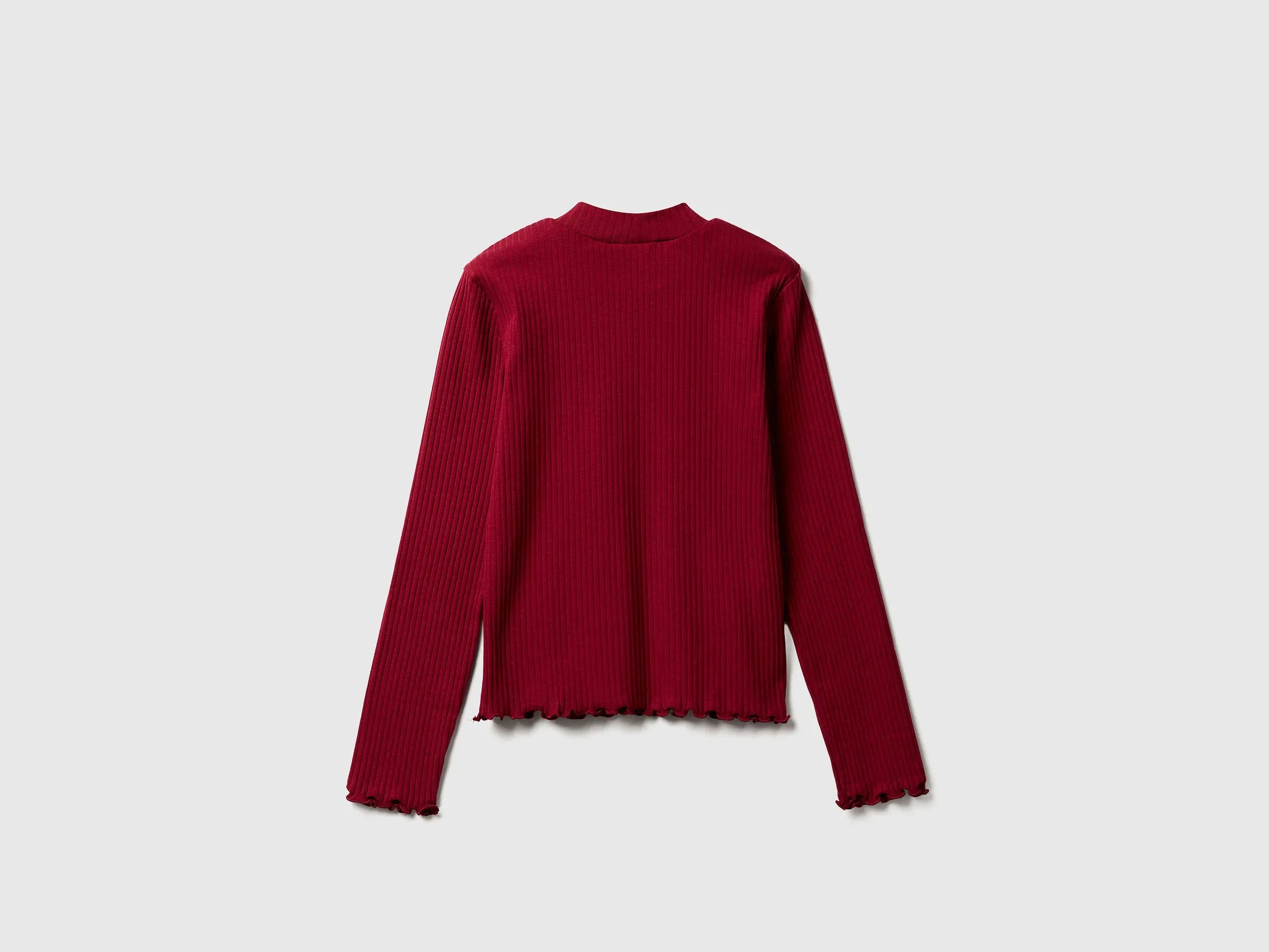 Benetton_Burgundy_Slim Fit Stretch Cotton T-Shirt_3F1AC203O_236_02