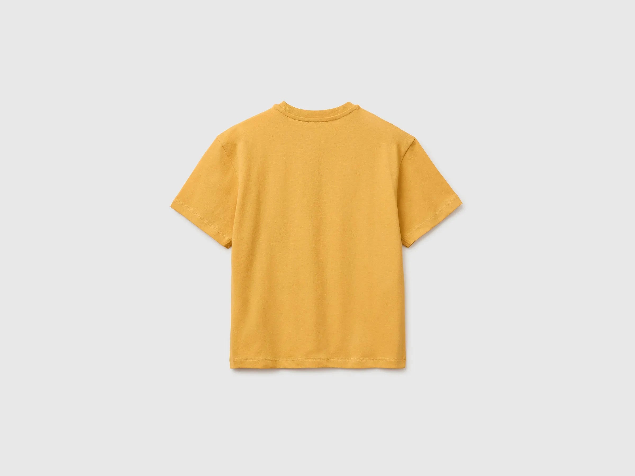 Benetton Yellow Boys Short-Sleeved T-Shirt with Print SKU: 3I1XC10TV_315 Image 02