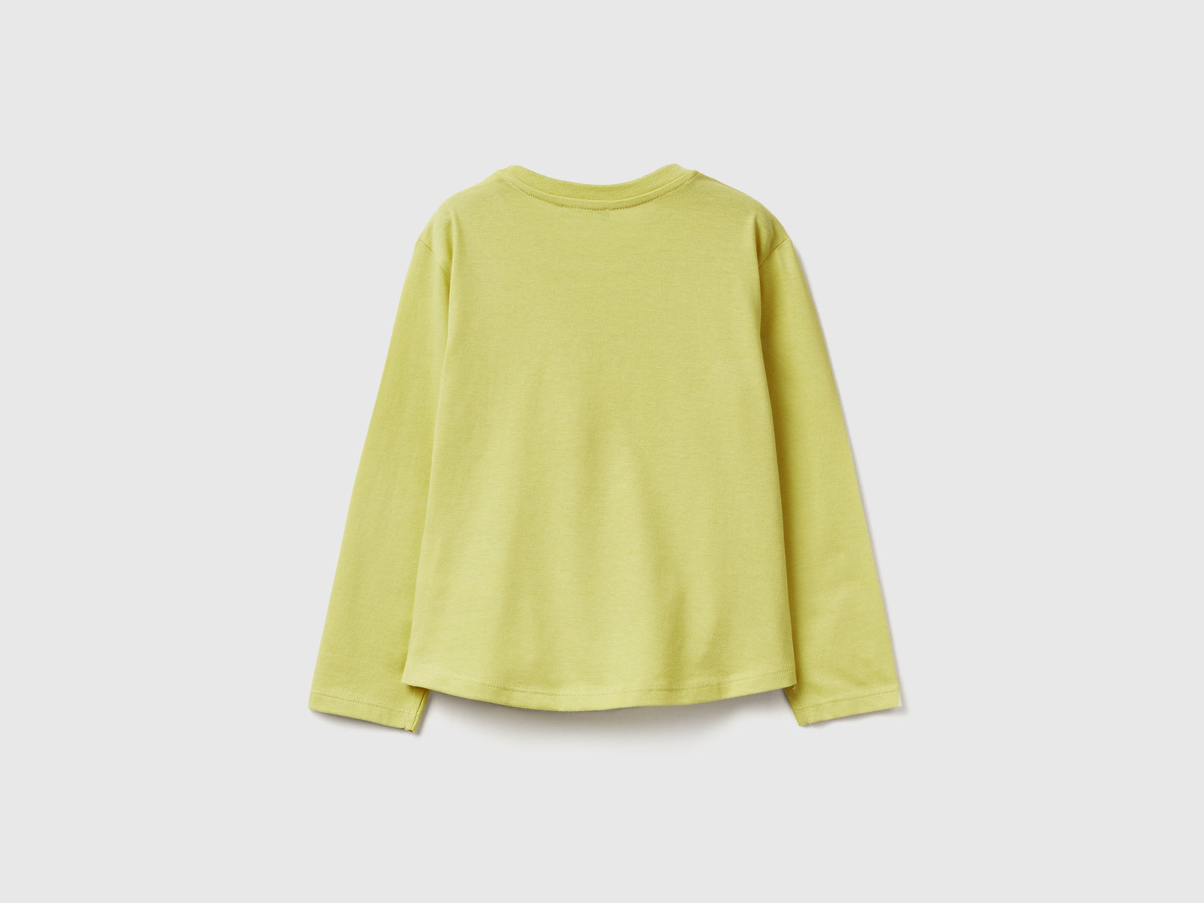 Benetton_Yellow_T-Shirt with Petal Effect Applique_3I1XG10K8_0Y6_02