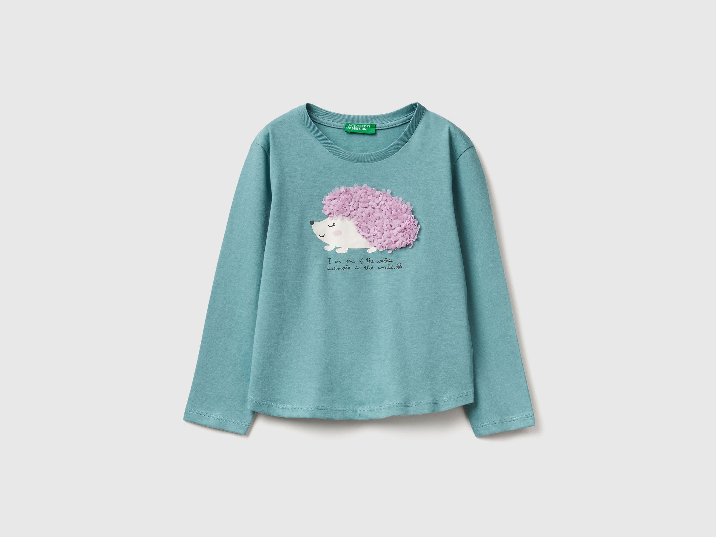 Benetton_Sky Blue_T-Shirt with Petal Effect Applique_3I1XG10K8_33K_01