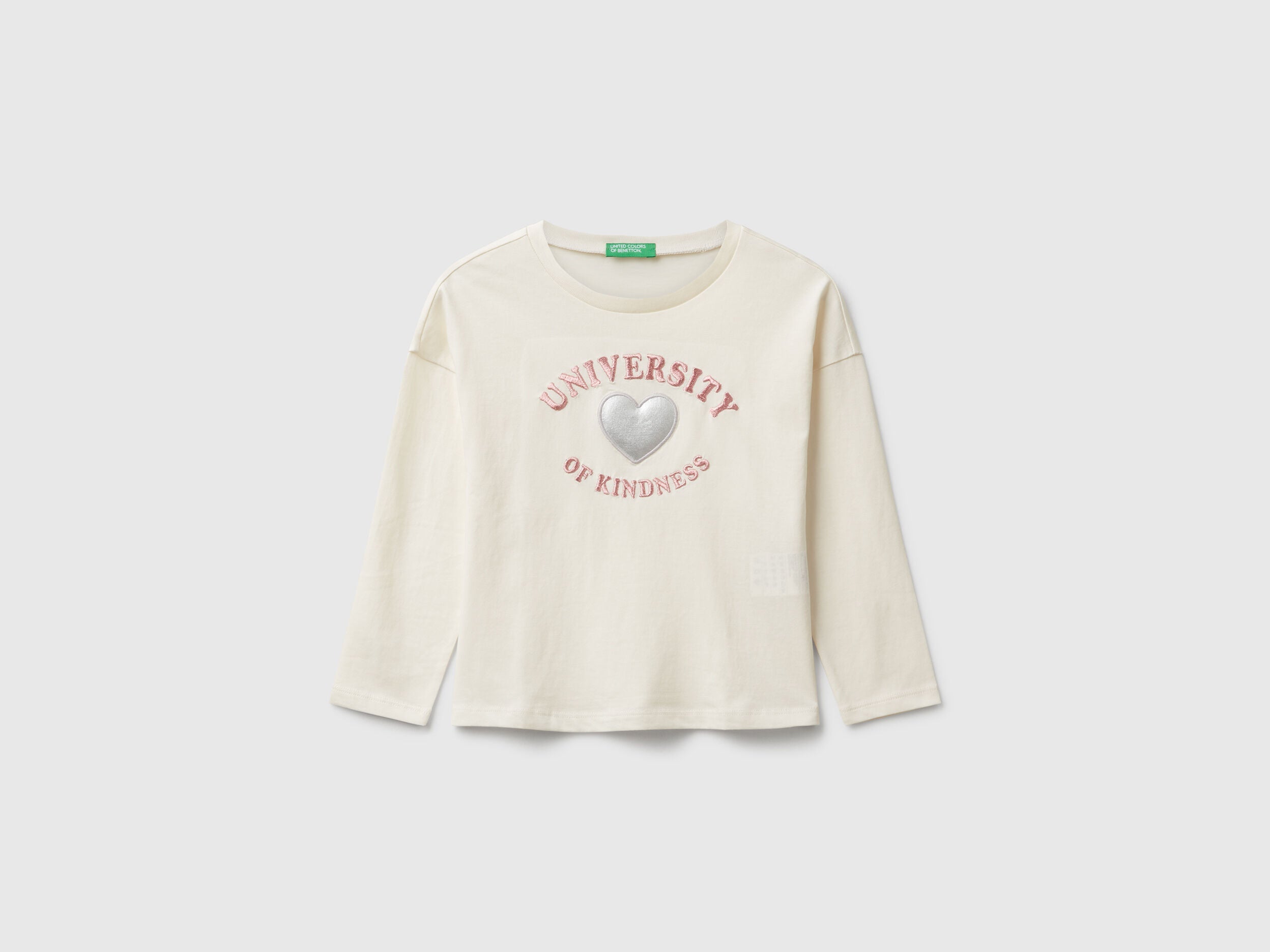 Benetton_Creamy White_T-Shirt with Applique_3I1XG10KL_0R2_01