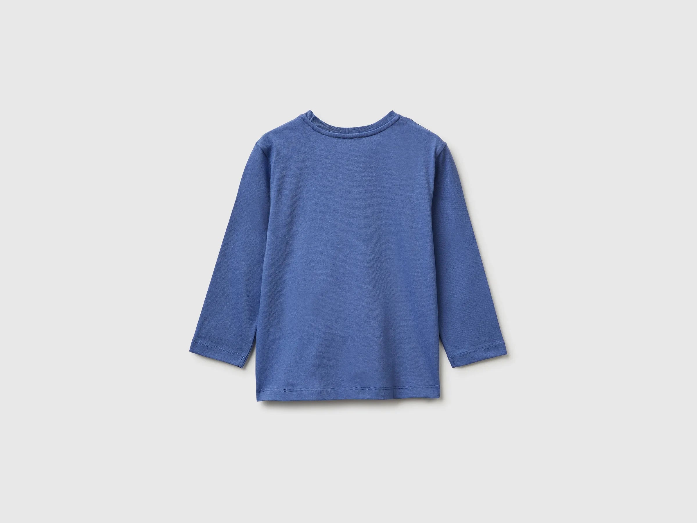 Benetton Air force blue Boys T-Shirt in Organic Cotton with Logo Print SKU: 3I1XG10LM_05N Image 02