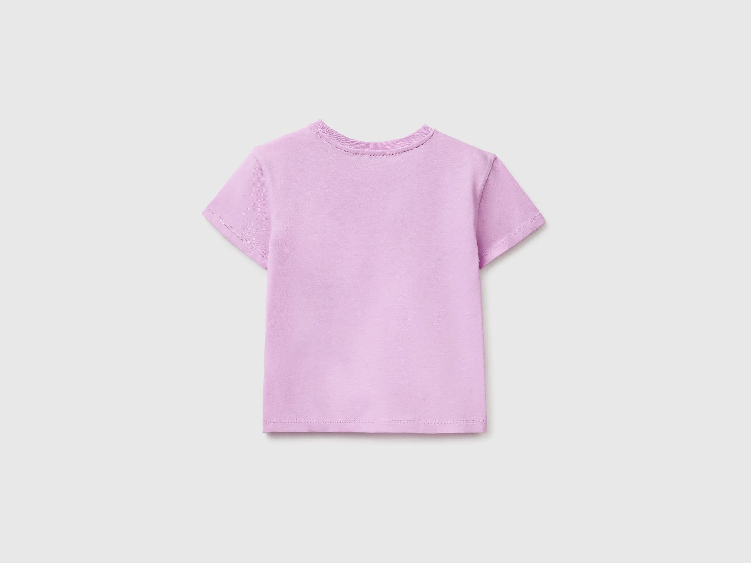 Benetton Lilac Girls T-Shirt with Print and Embroidery SKU: 3I1XG10M7_00L Image 02