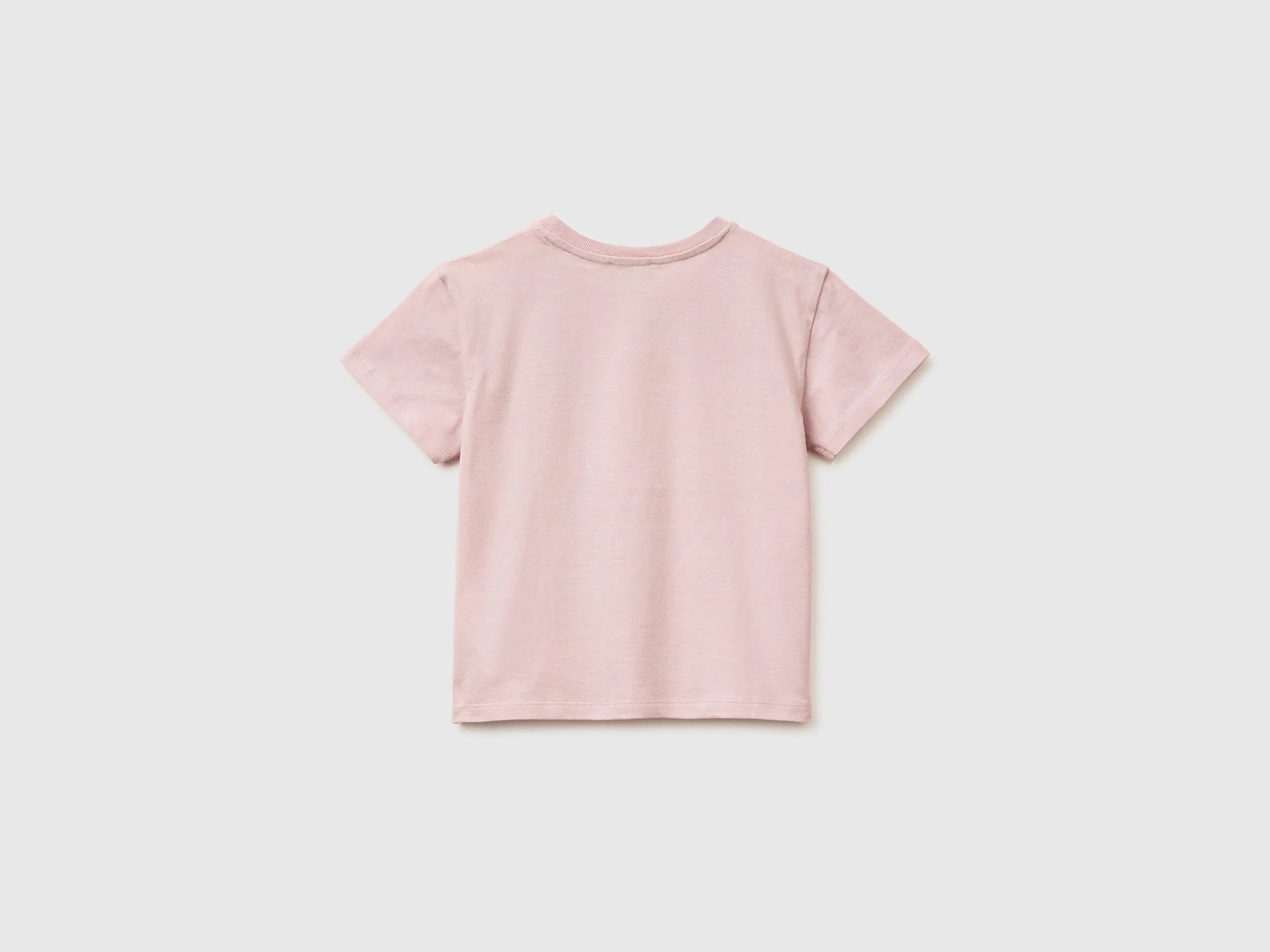 Benetton Pink Girls T-Shirt with Print and Embroidery SKU: 3I1XG10M7_0C3 Image 02