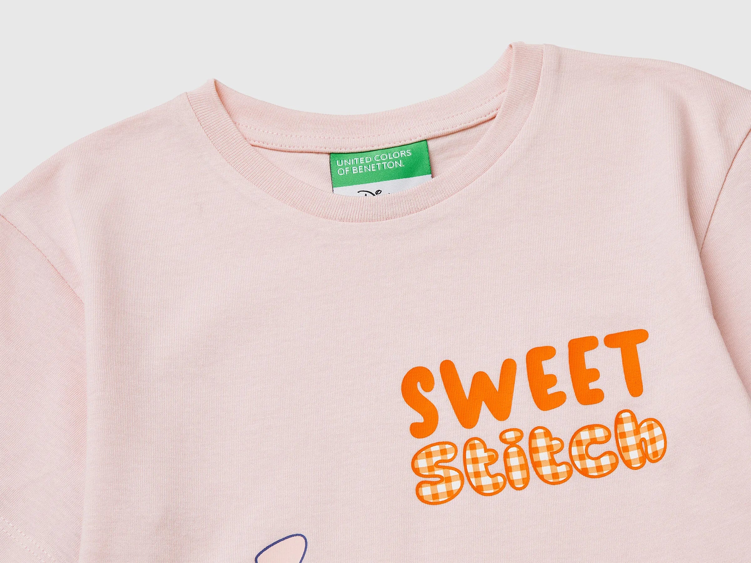 Benetton Pink Girls T-Shirt with ©Disney Lilo & Stitch Print SKU: 3I1XG10MO_25F Image 03