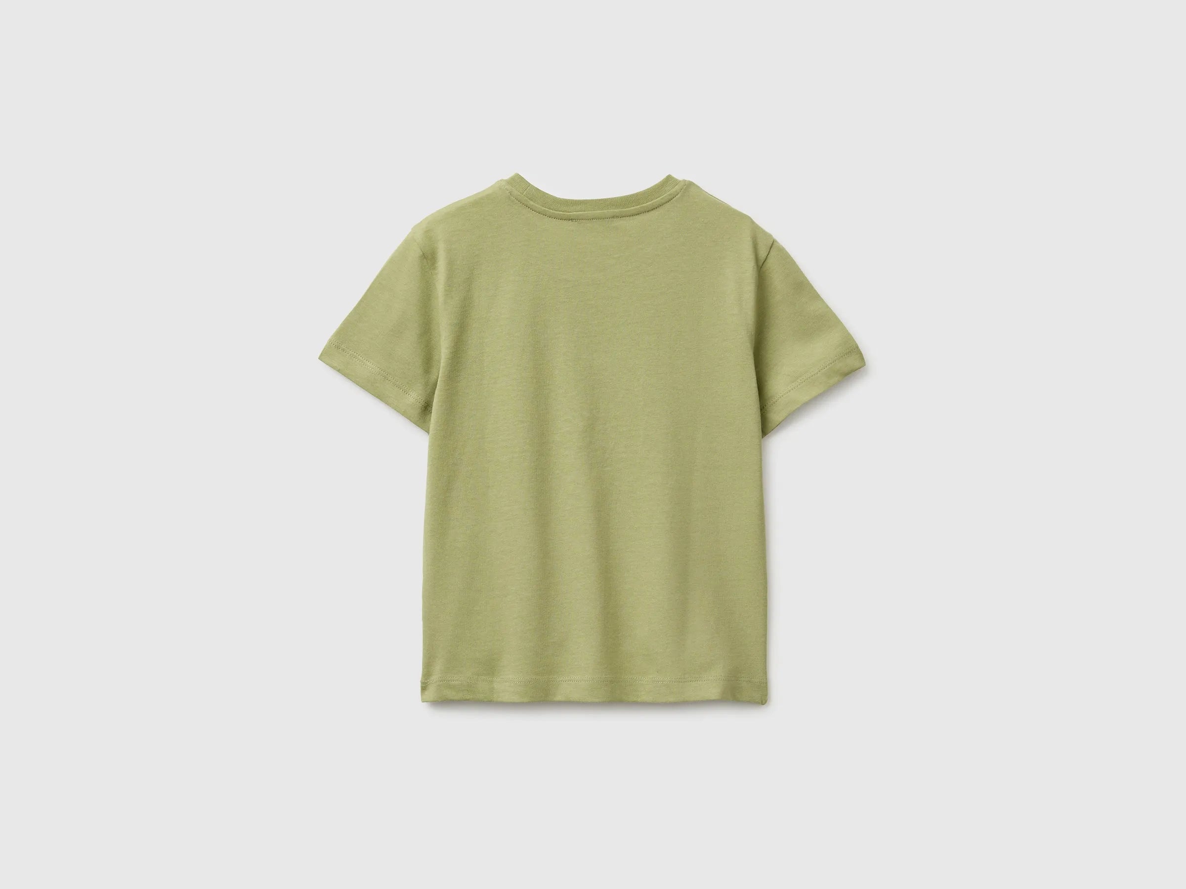 Benetton Green Boys Organic Cotton T-Shirt with Logo Print SKU: 3I1XG10MX_1Q1 Image 02