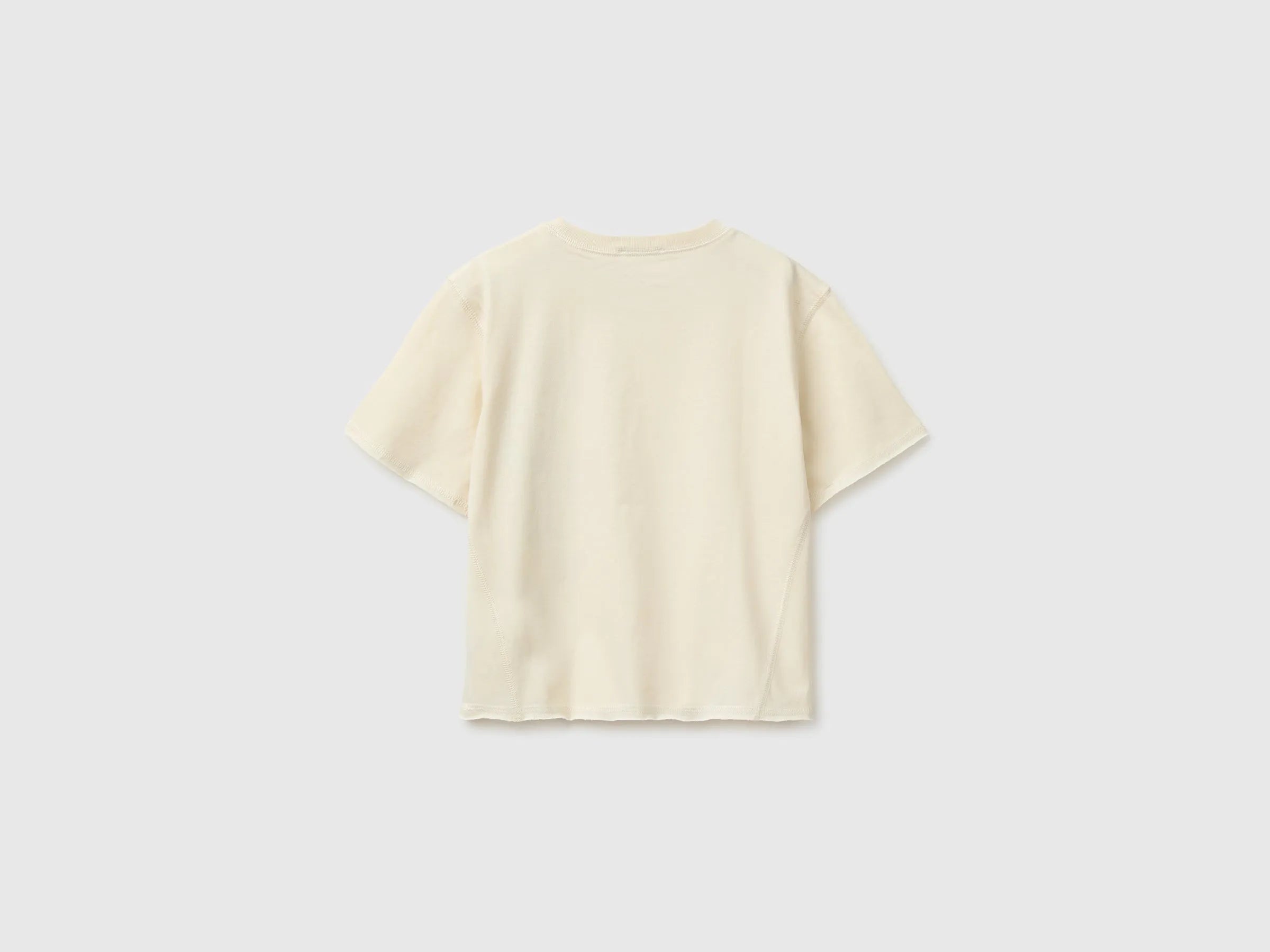 Benetton Beige Boys Soft T-Shirt with Print SKU: 3I1XG10MZ_3C9 Image 02
