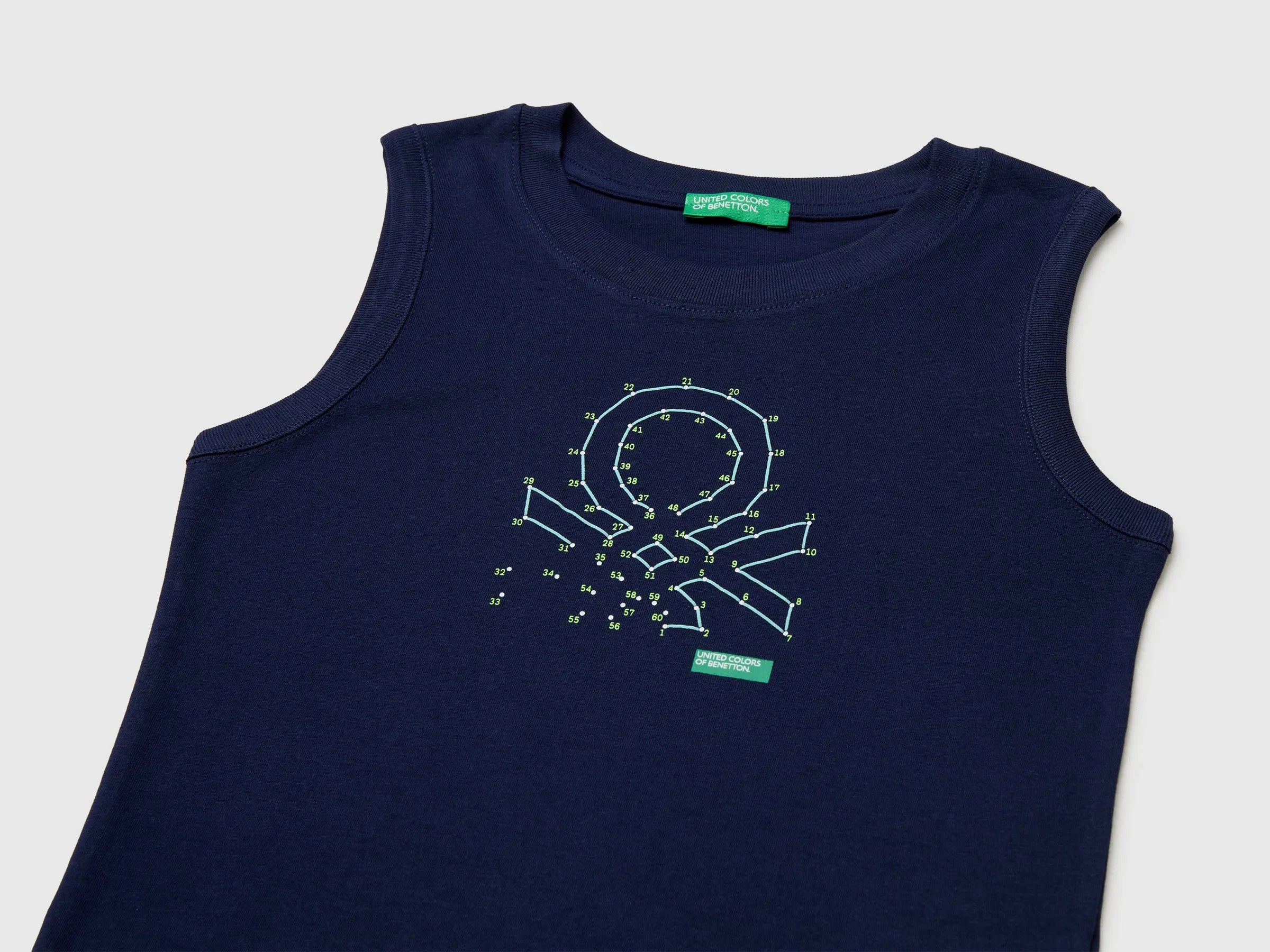 Benetton Blue Boys Organic Cotton Tank Top with Logo Print SKU: 3I1XGH015_252 Image 03