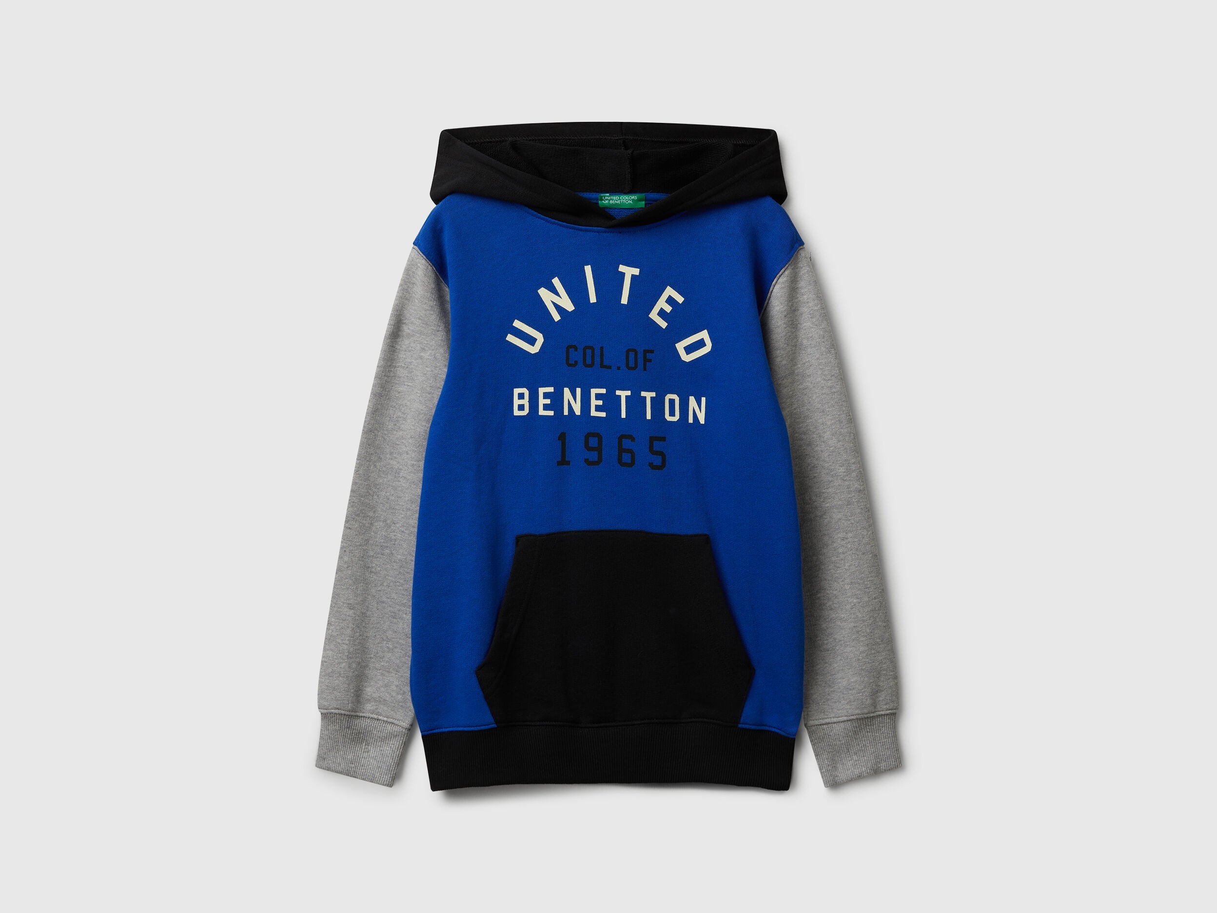 Benetton_Bright Blue_Hoodie in Cotton_3J68C204V_901_01