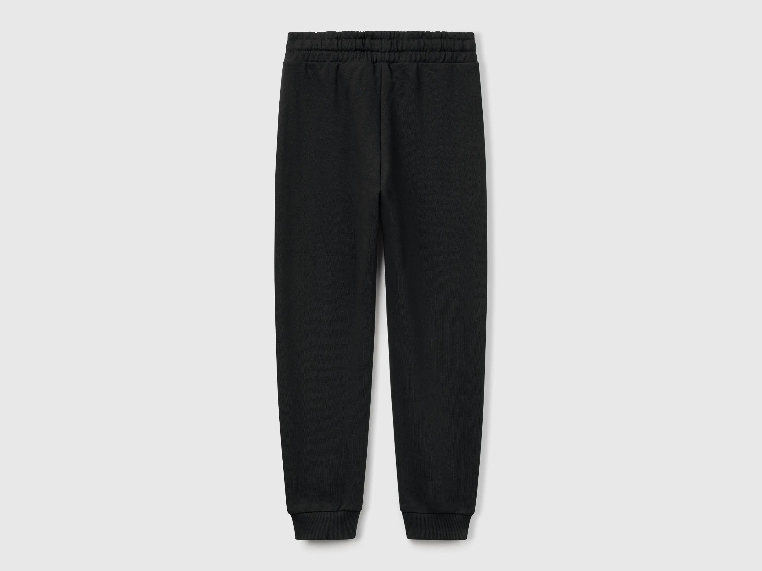 Benetton Black Girls Sweatpants with Logo SKU: 3J68CF02H_100 Image 02