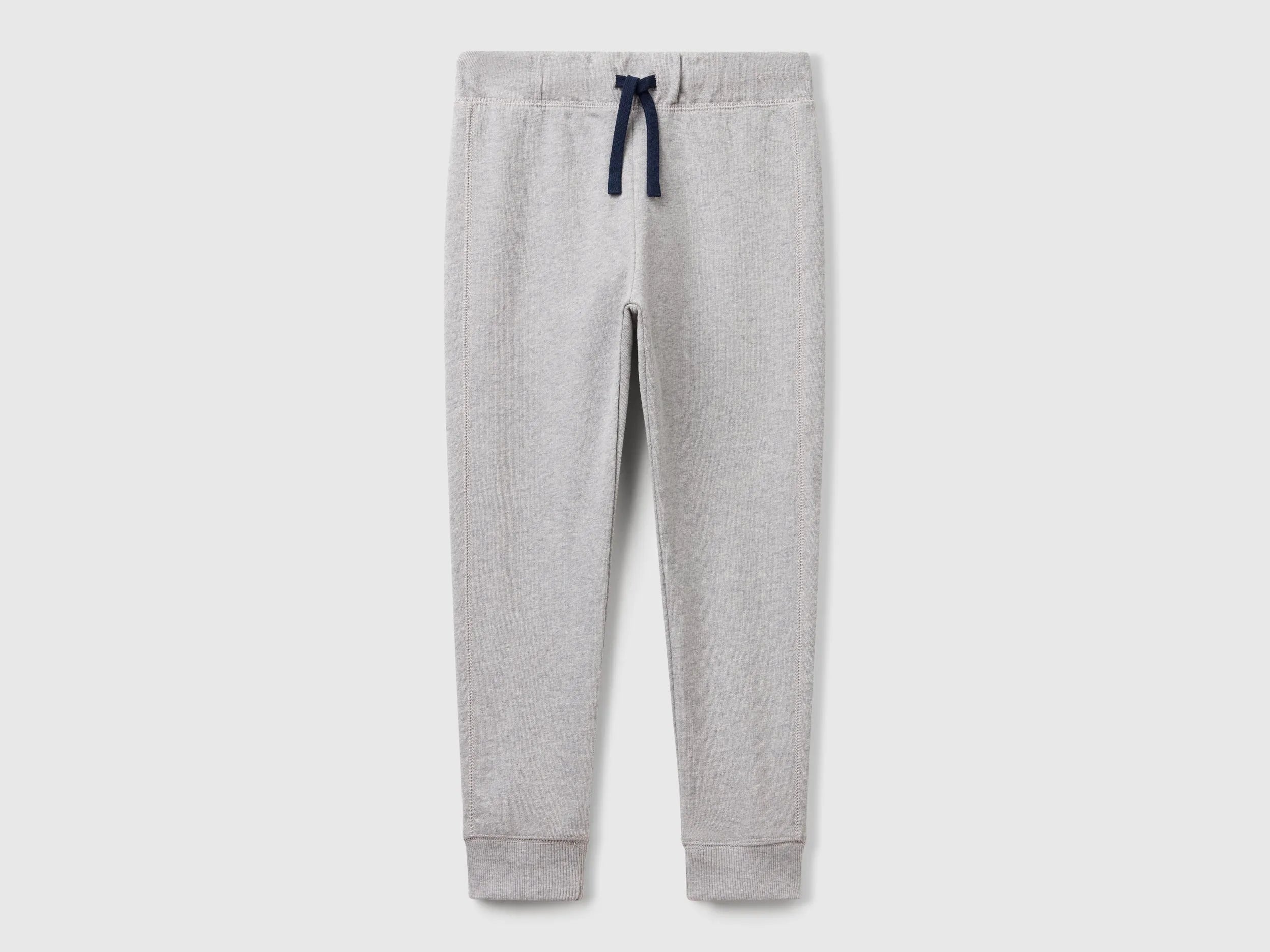 Benetton Light gray Boys Sweatpants with Logo SKU: 3J68CF058_501 Image 01
