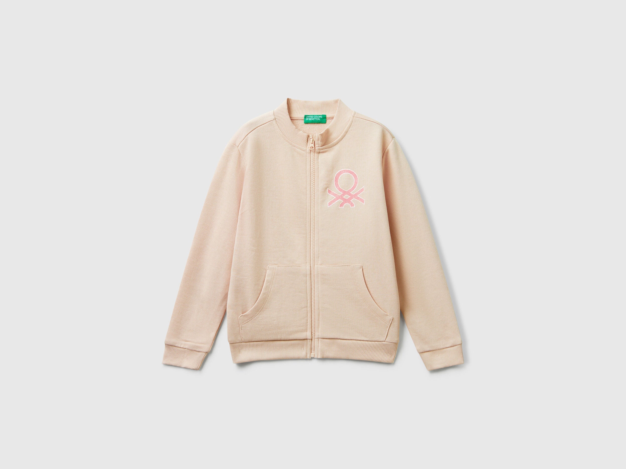 Benetton_Nude_Hoodie with Glittery Print_3J70G503U_12U_01