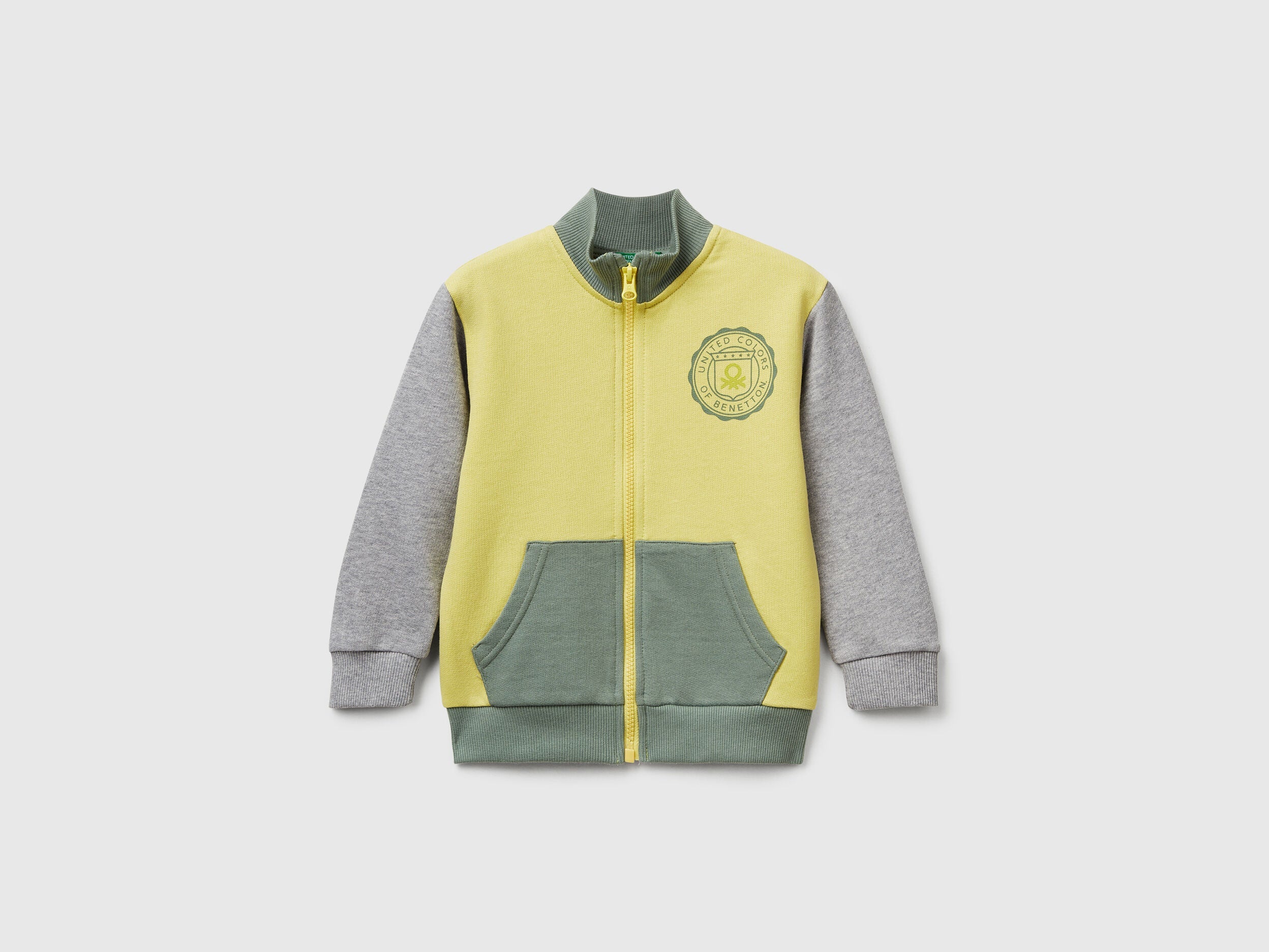 Benetton_Yellow_Cotton Sweatshirt with Logo_3J70G503X_902_01