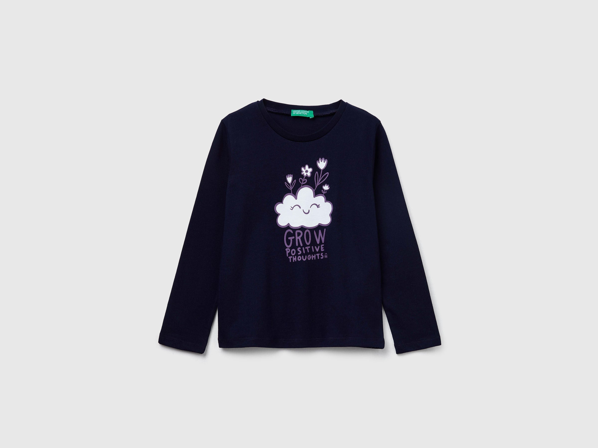 Benetton_Dark Blue_Regular Fit T-Shirt with Print_3JERG10KB_016_01