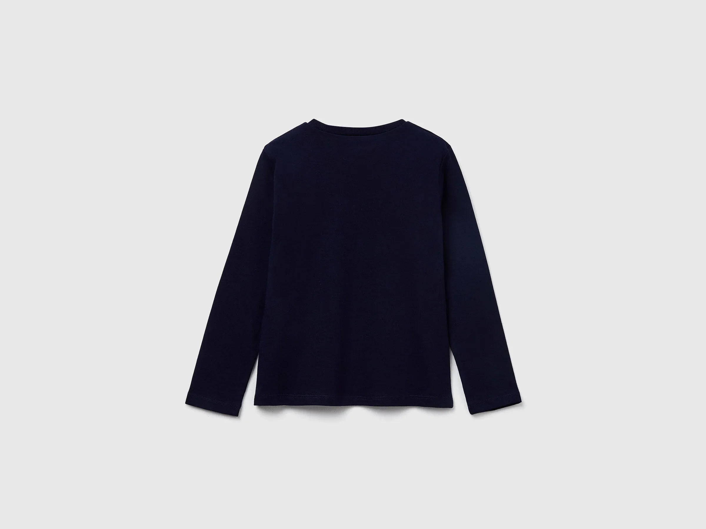 Benetton_Dark Blue_Regular Fit T-Shirt with Print_3JERG10KB_016_02