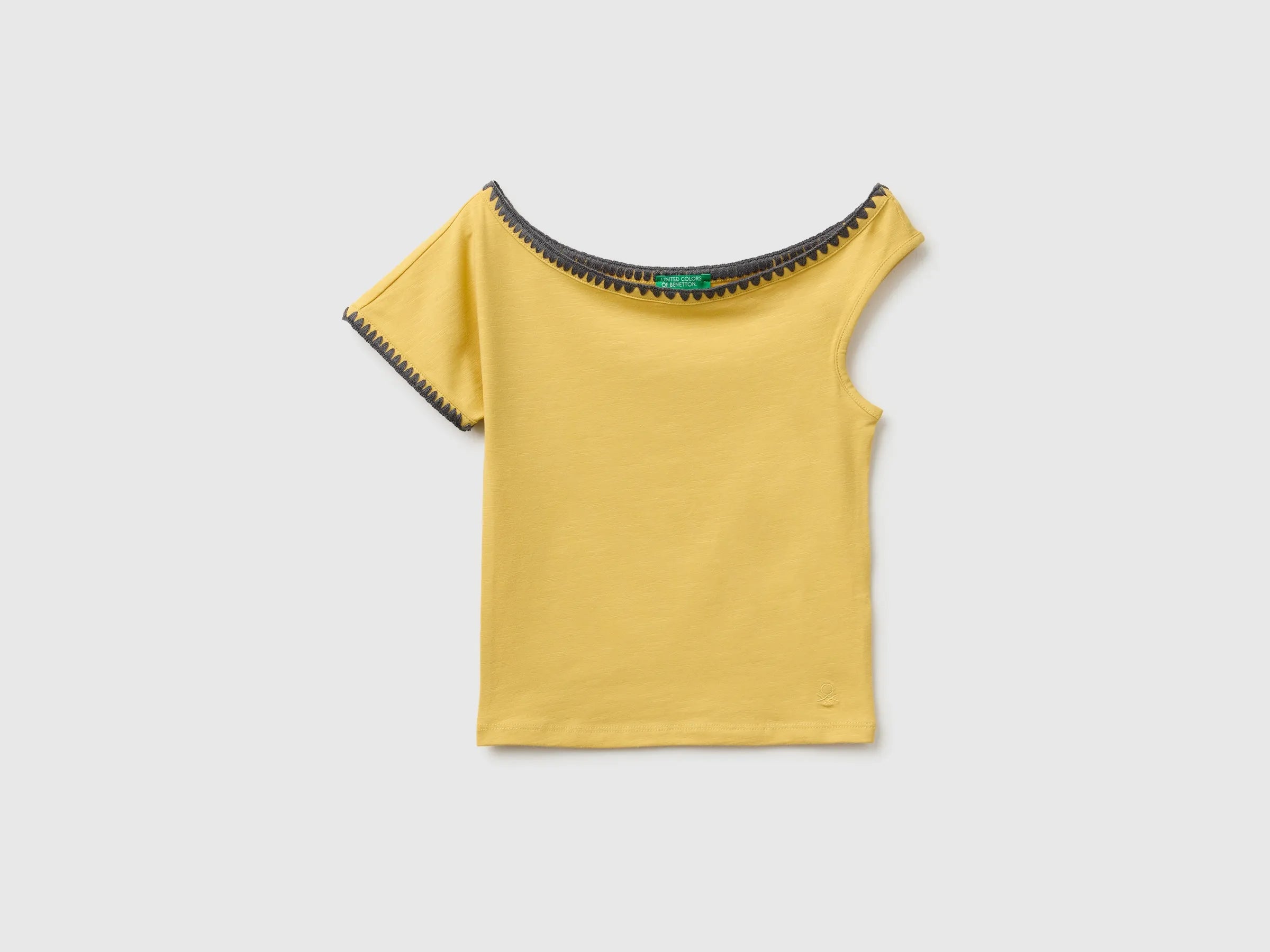 Benetton Yellow Girls Asymmetrical Top SKU: 3JFAC10TG_22R Image 01