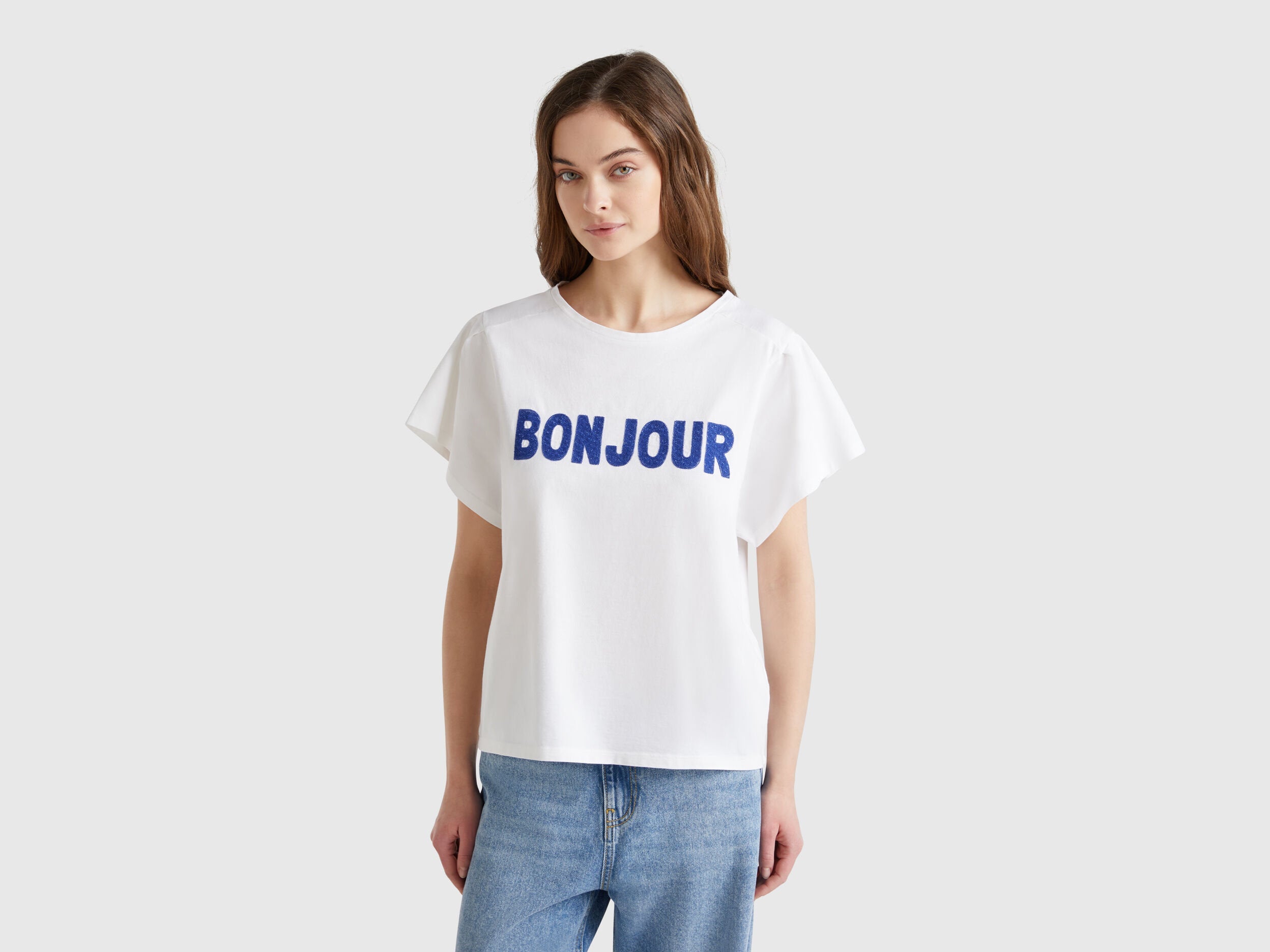 Benetton_T-Shirt with Embroidery_3LNSD109Z_101_01