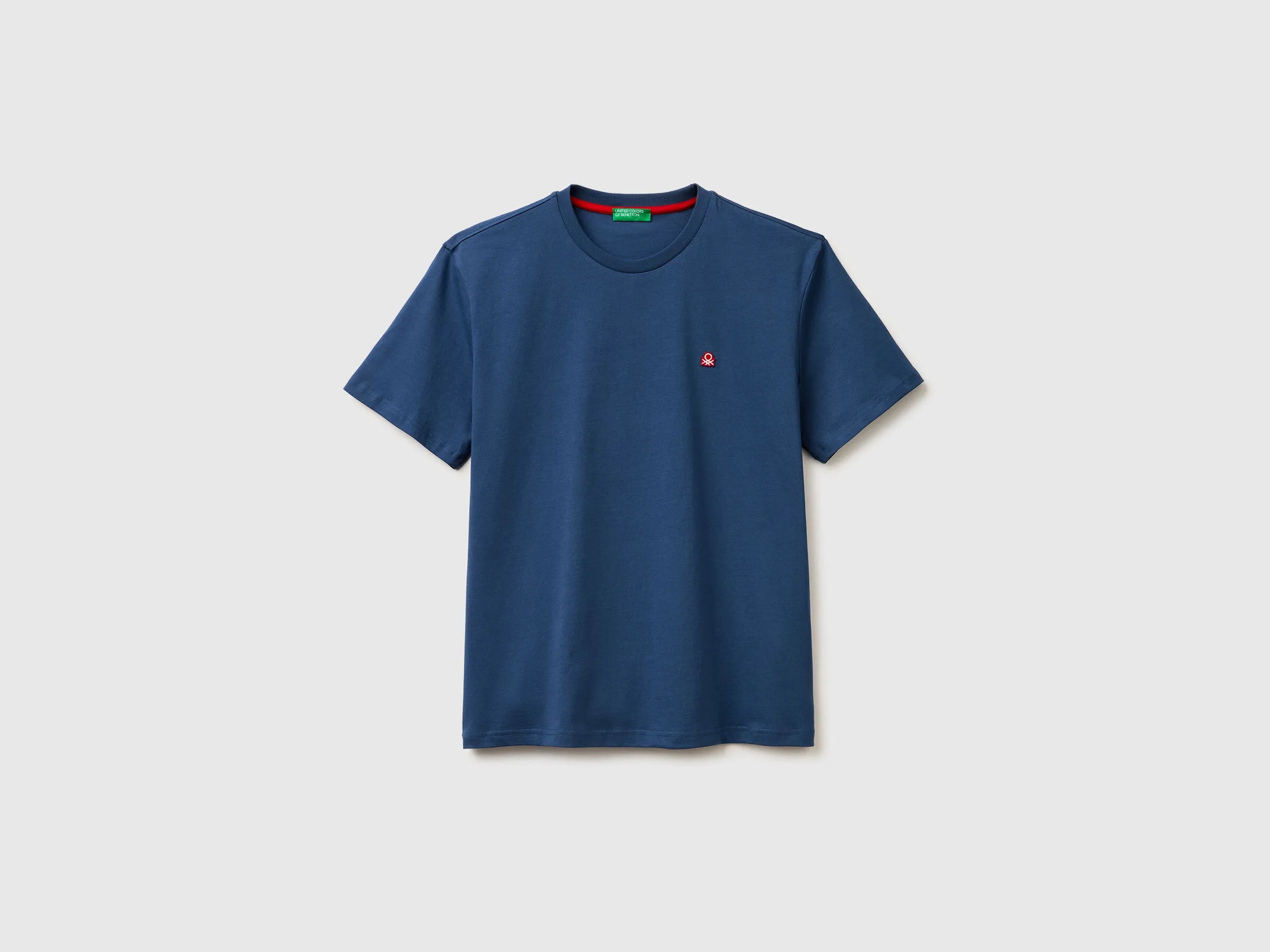 Benetton Air Force Blue Men Organic Cotton T-Shirt SKU: 3MI5J1AF7_817 Image 01
