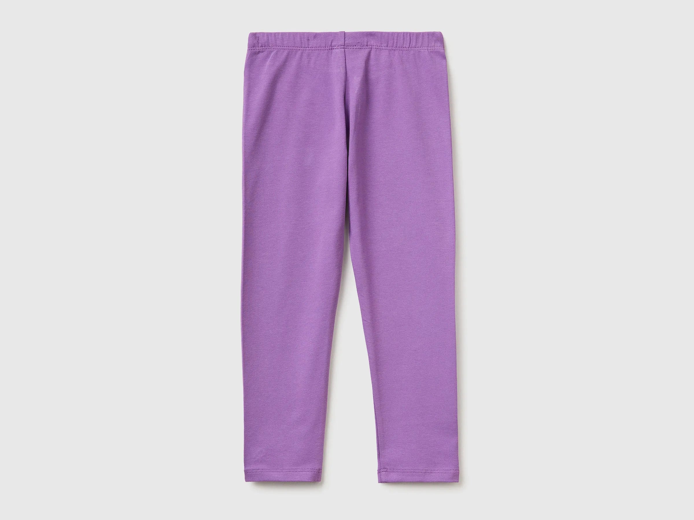 Benetton Purple Girls Leggings in Stretch Cotton with Logo SKU: 3MT1GF01L_03L Image 02