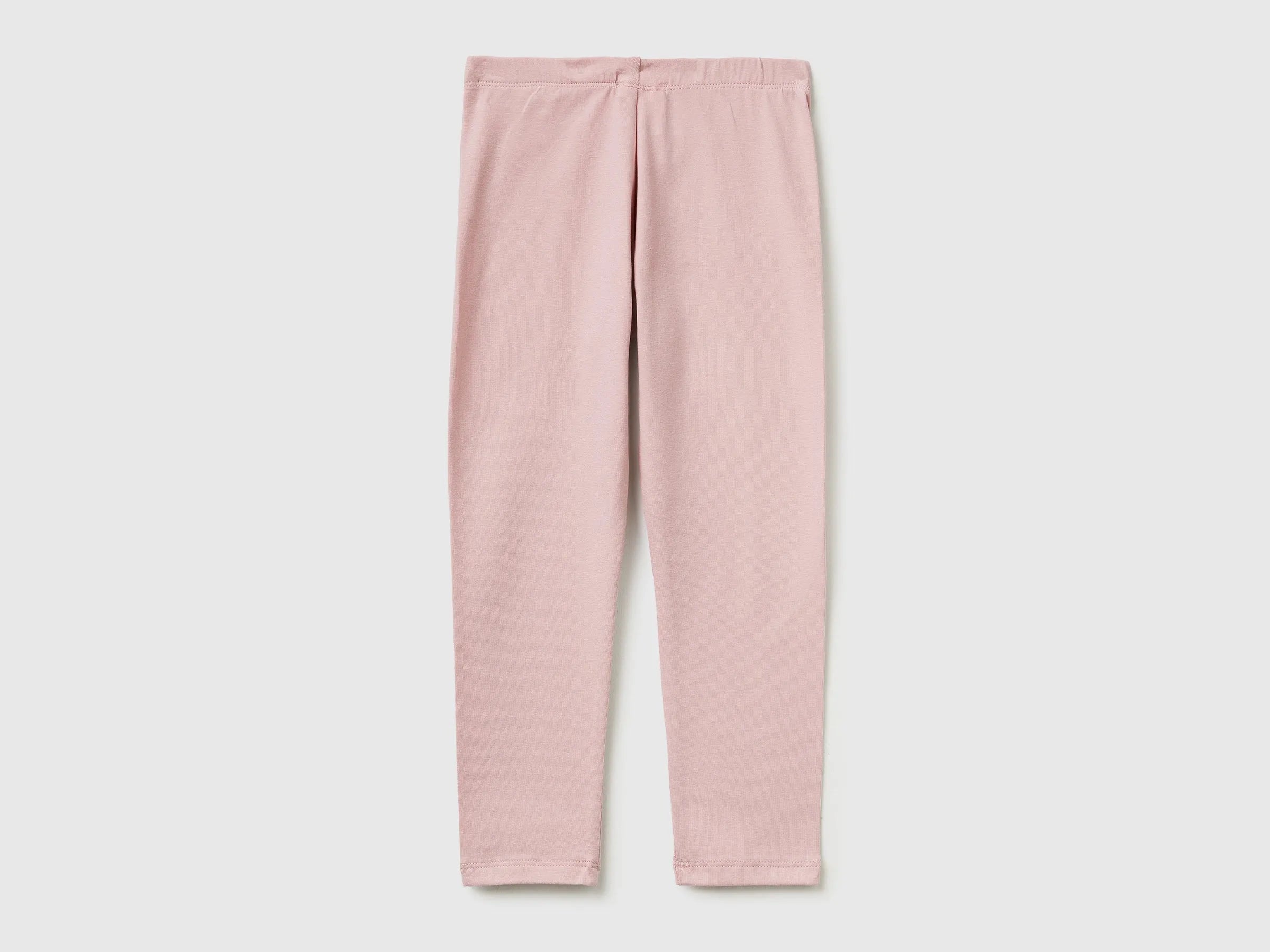 Benetton Pink Girls Leggings in Stretch Cotton with Logo SKU: 3MT1GF01L_0C3 Image 02