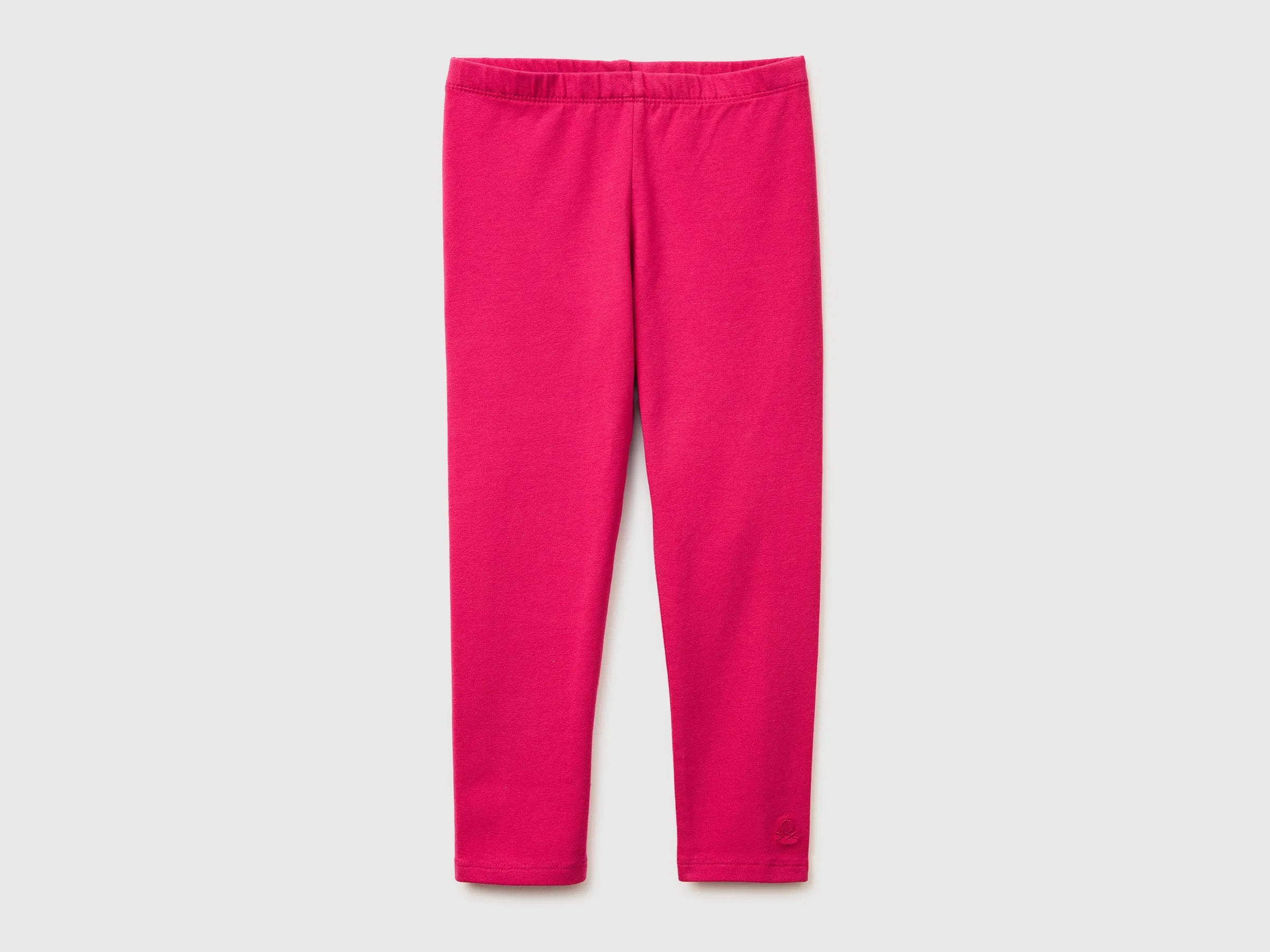 Benetton Fuchsia Girls Leggings in Stretch Cotton with Logo SKU: 3MT1GF01L_12E Image 01