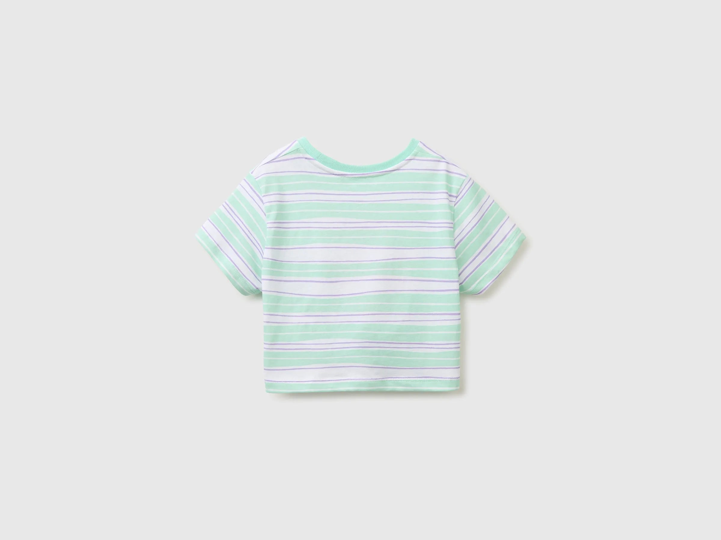 Benetton Multi-Color Girls Striped T-Shirt with Puffy Print SKU: 3P0UG10N7_73G Image 02