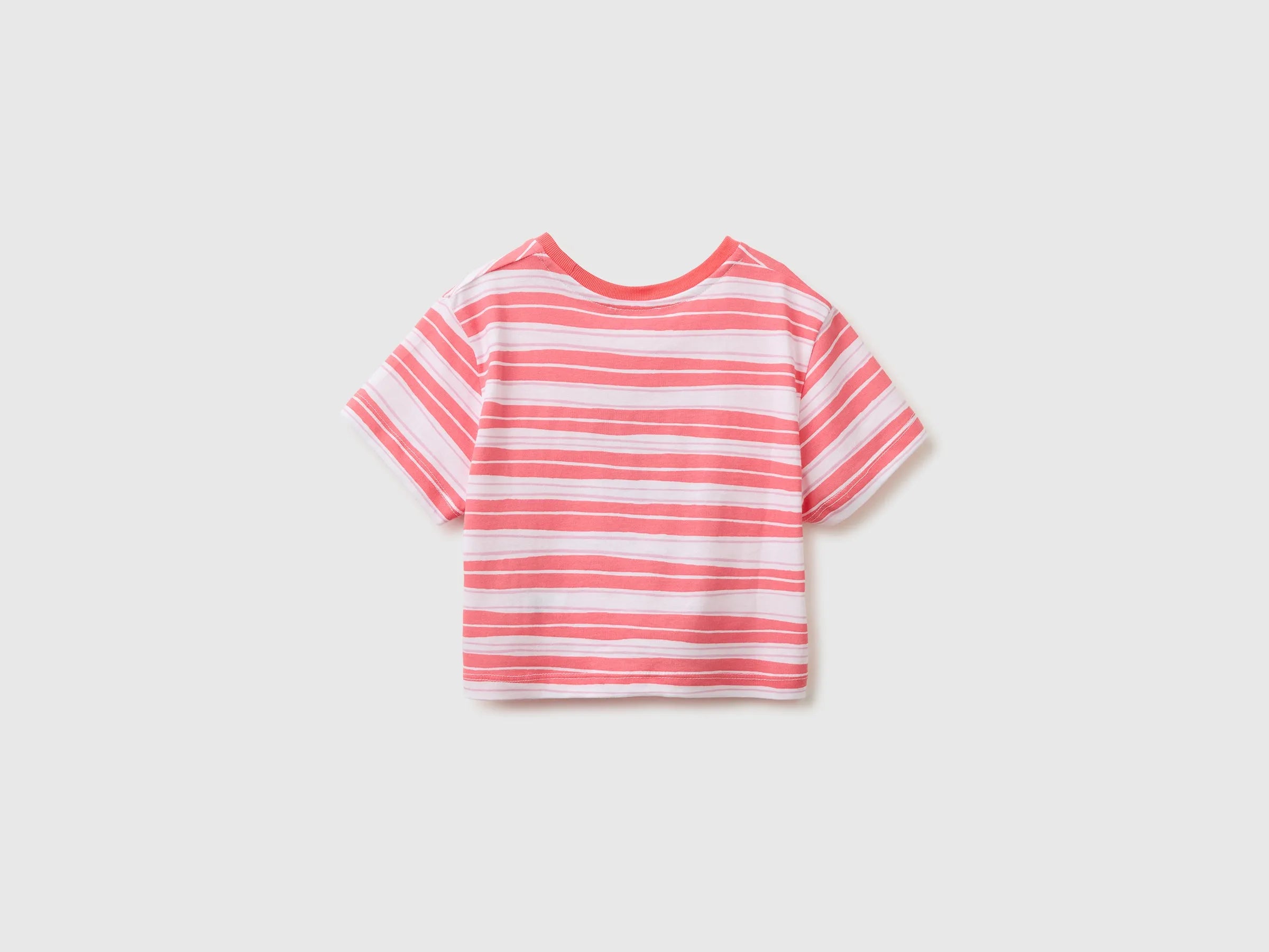 Benetton Multi-Color Girls Striped T-Shirt with Puffy Print SKU: 3P0UG10N7_73H Image 02