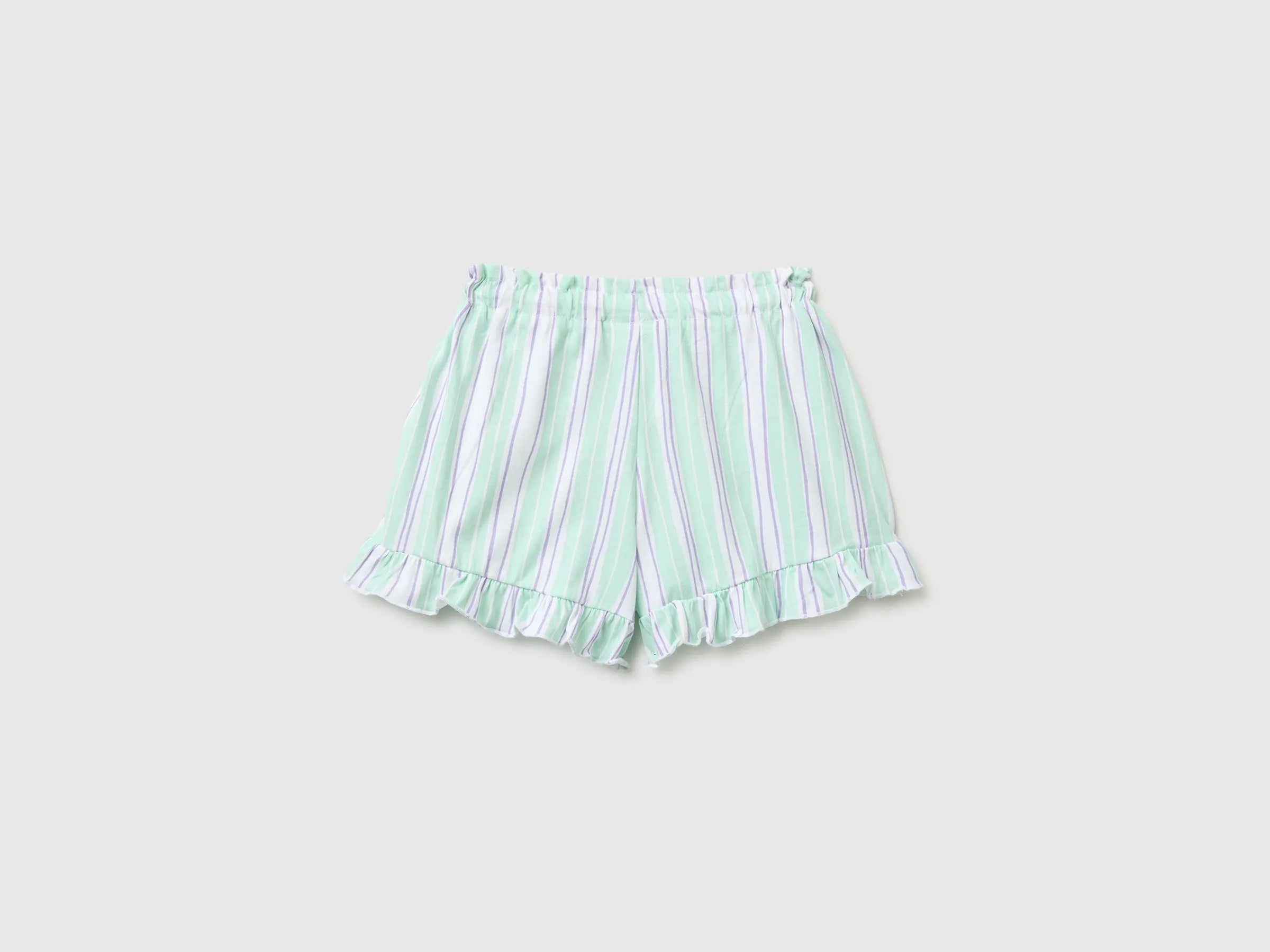 Benetton Multi-Color Girls Printed Shorts with Ruffles SKU: 3P0UG9029_73G Image 02