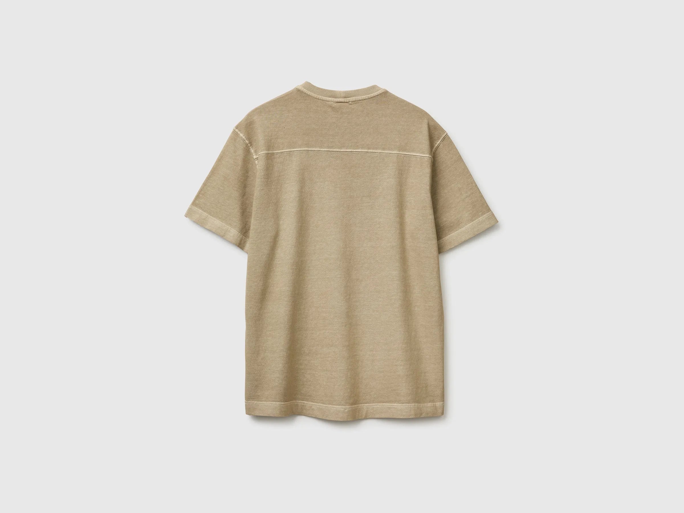 Benetton Creamy white Men Pigment Dyed T-Shirt SKU: 3ZITU1098_6R2 Image 02