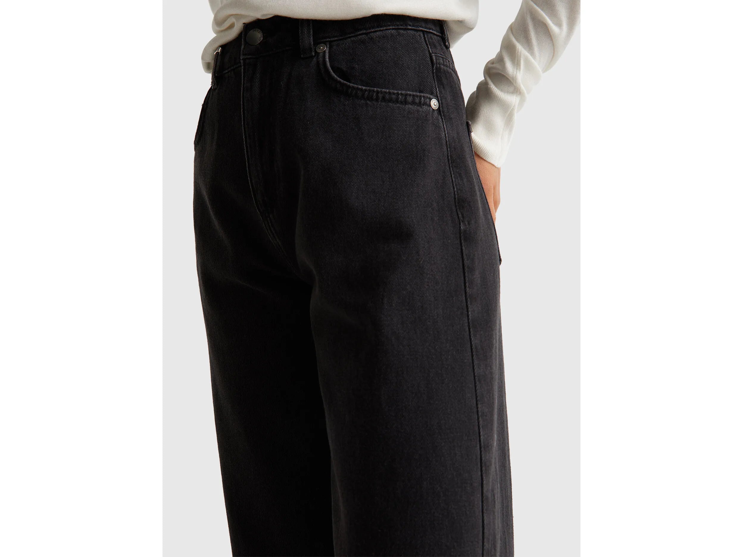 Benetton Black Women Wide-Fit Jeans SKU: 43UNDE02B_800 Image 04