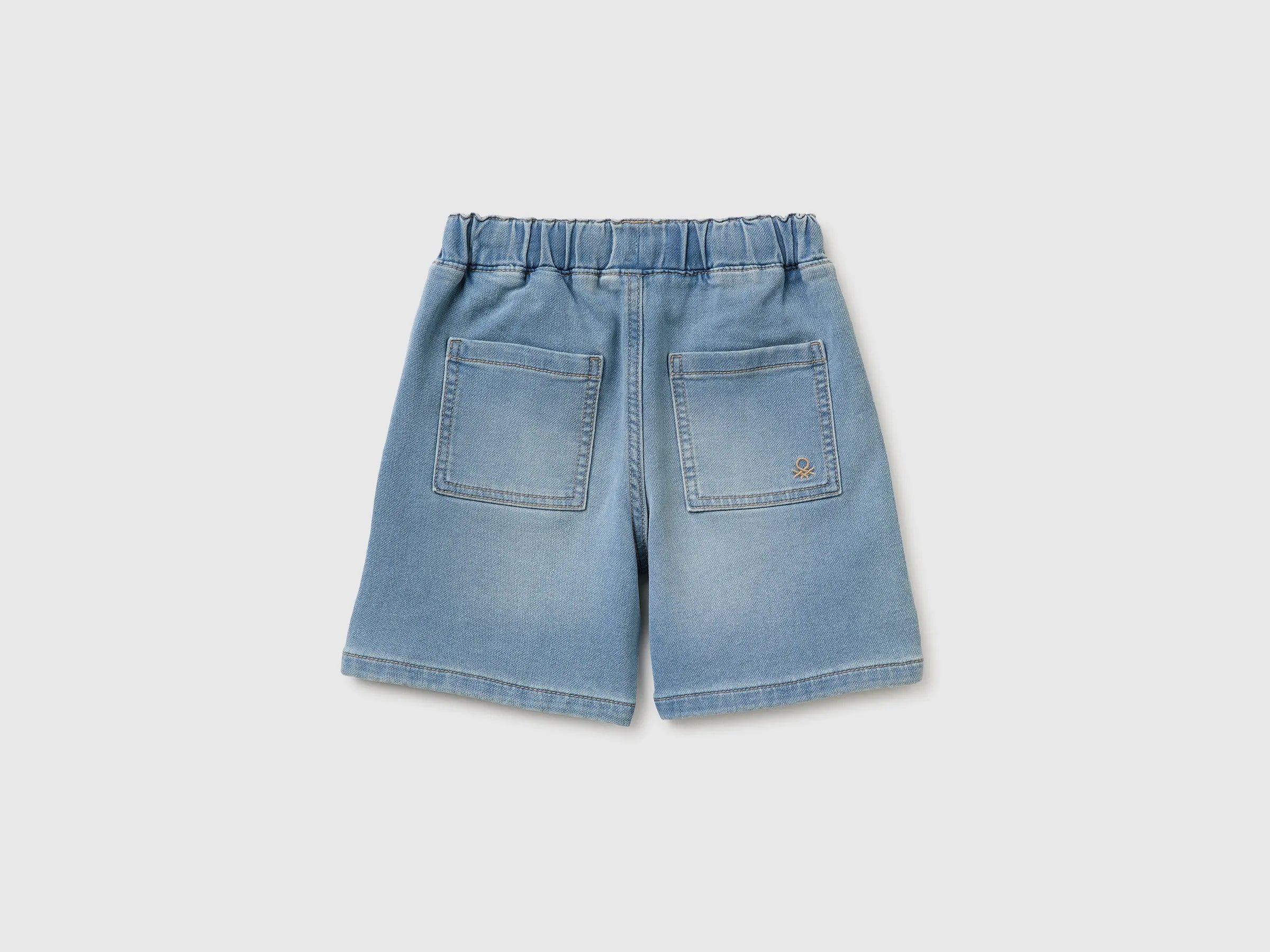 Benetton Light blue Boys Denim-Effect Bermuda Shorts SKU: 44LGG903M_902 Image 02