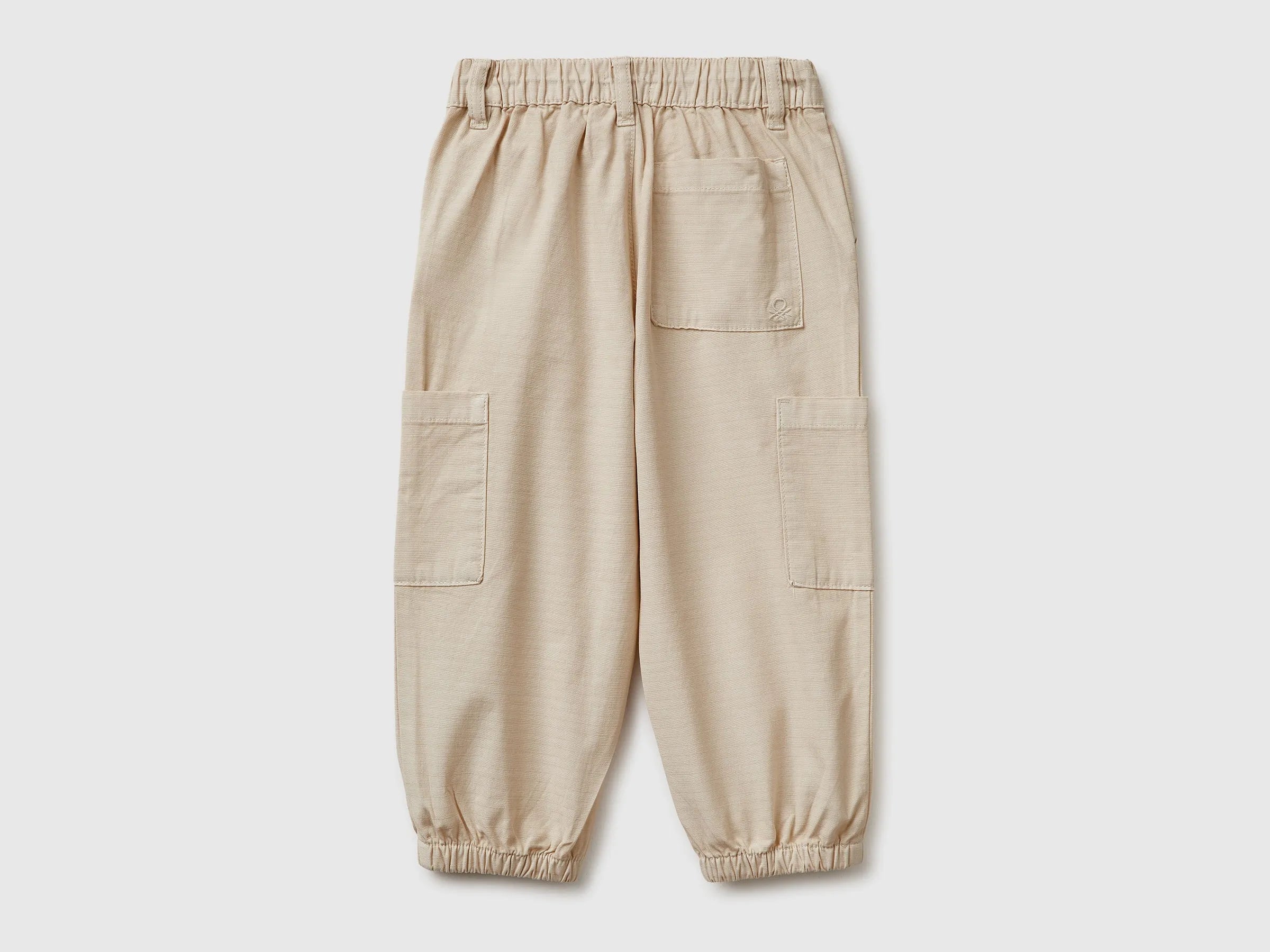 Benetton Beige Boys Parachute Cargo Pants SKU: 456SGF01R_152 Image 02