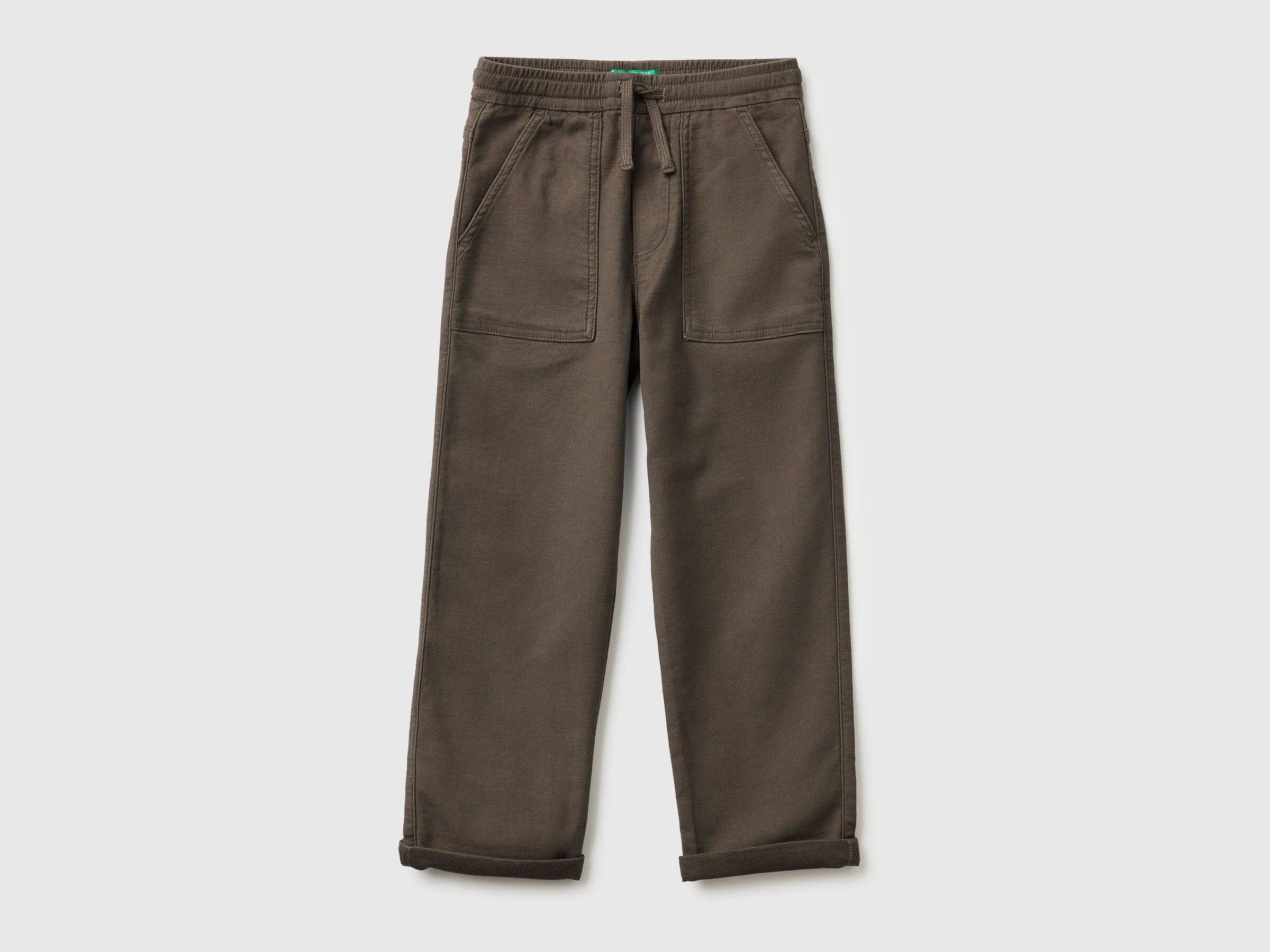 Benetton_Brown_Joggers with Cotton Blend with Drawstring_47K0CF03T_26H_01