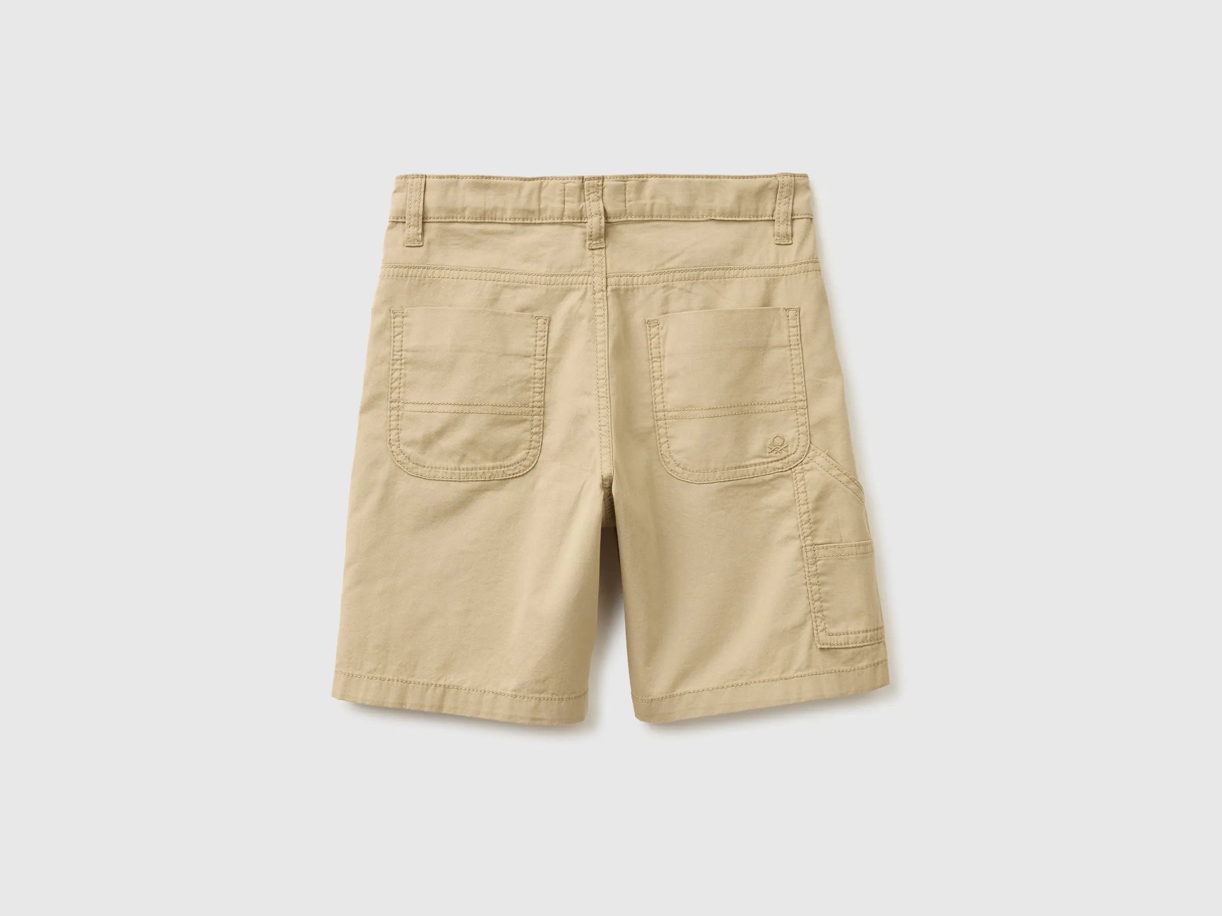 Benetton Beige Boys Lightweight Bermuda Shorts with Pockets SKU: 47RGC902U_00B Image 02